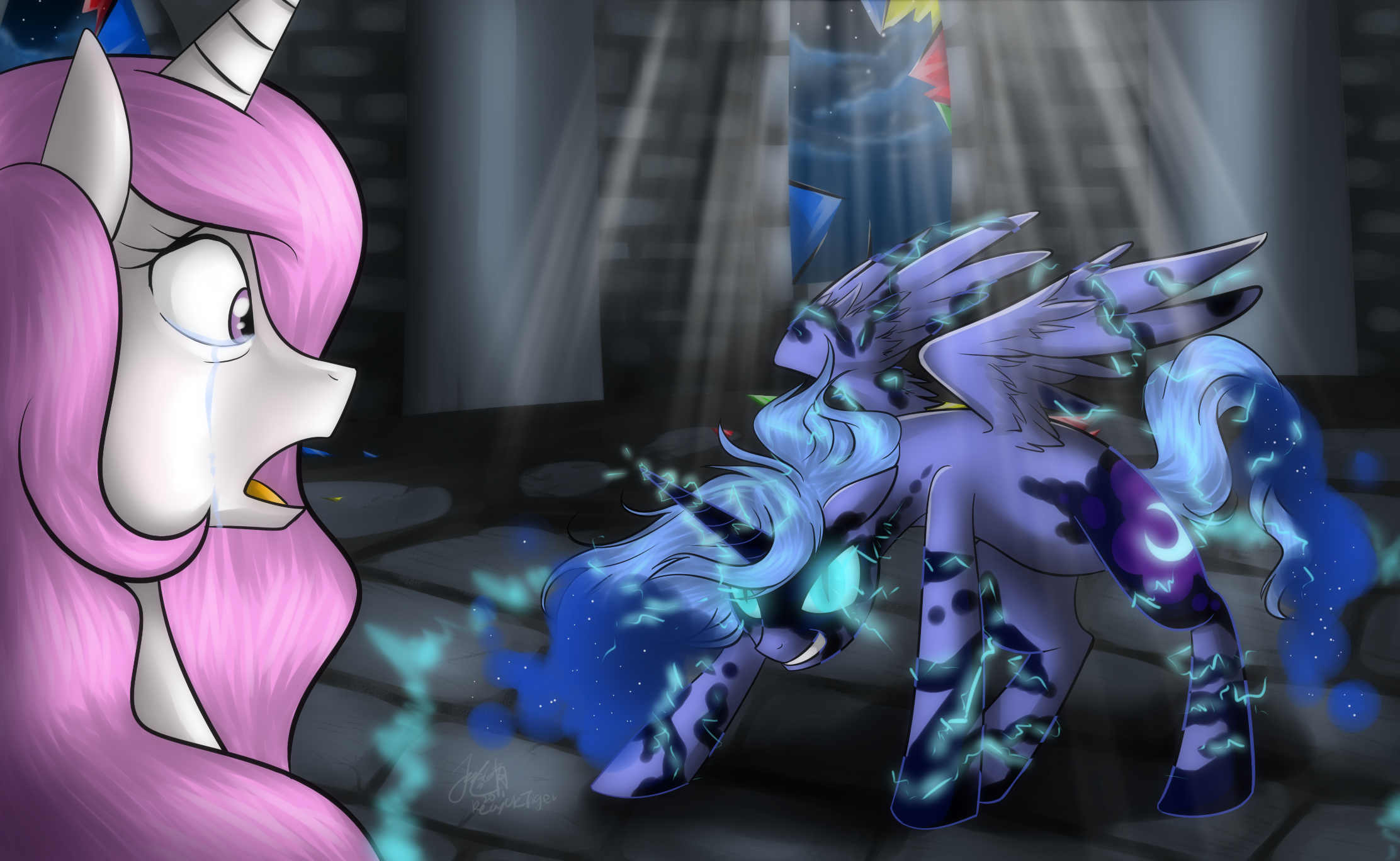 Mlp Daybreaker And Nightmare Moon - HD Wallpaper 