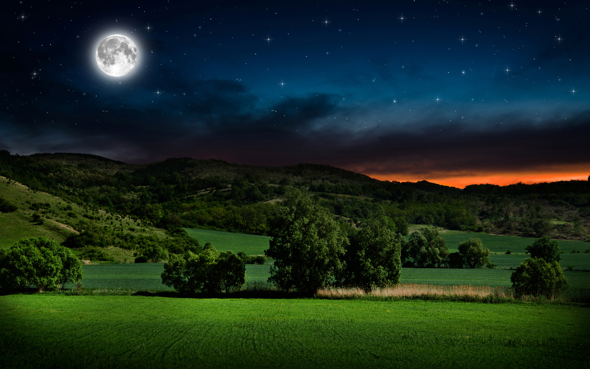 Luna En El Campo - HD Wallpaper 