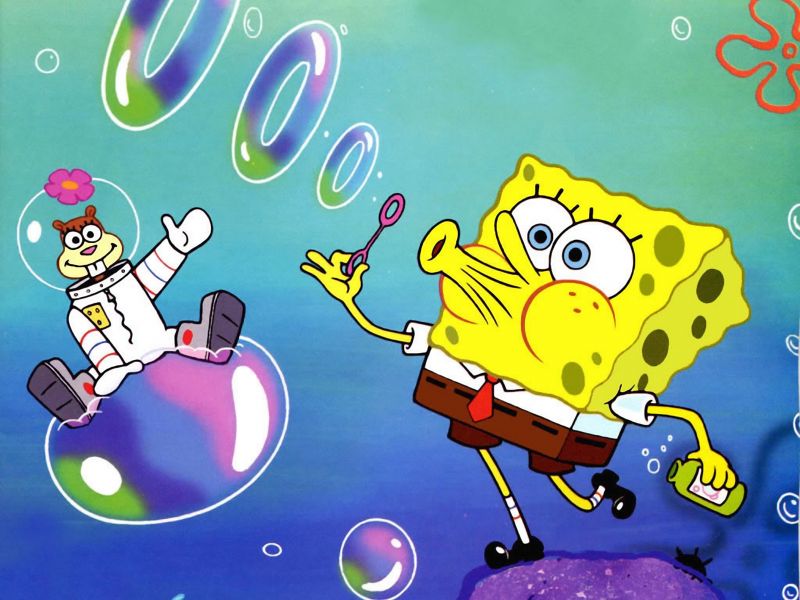 Spongebob Squarepants Blowing Bubbles - HD Wallpaper 