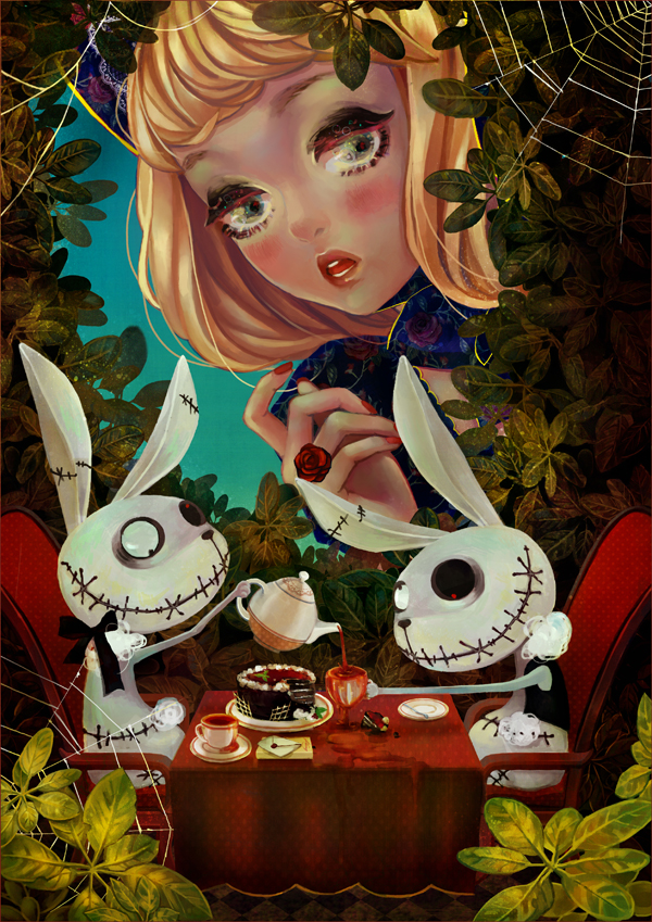 Anime, Zihling, Alice In Wonderland, Alice , Mobile - Mad Tea Party Dark Disney - HD Wallpaper 