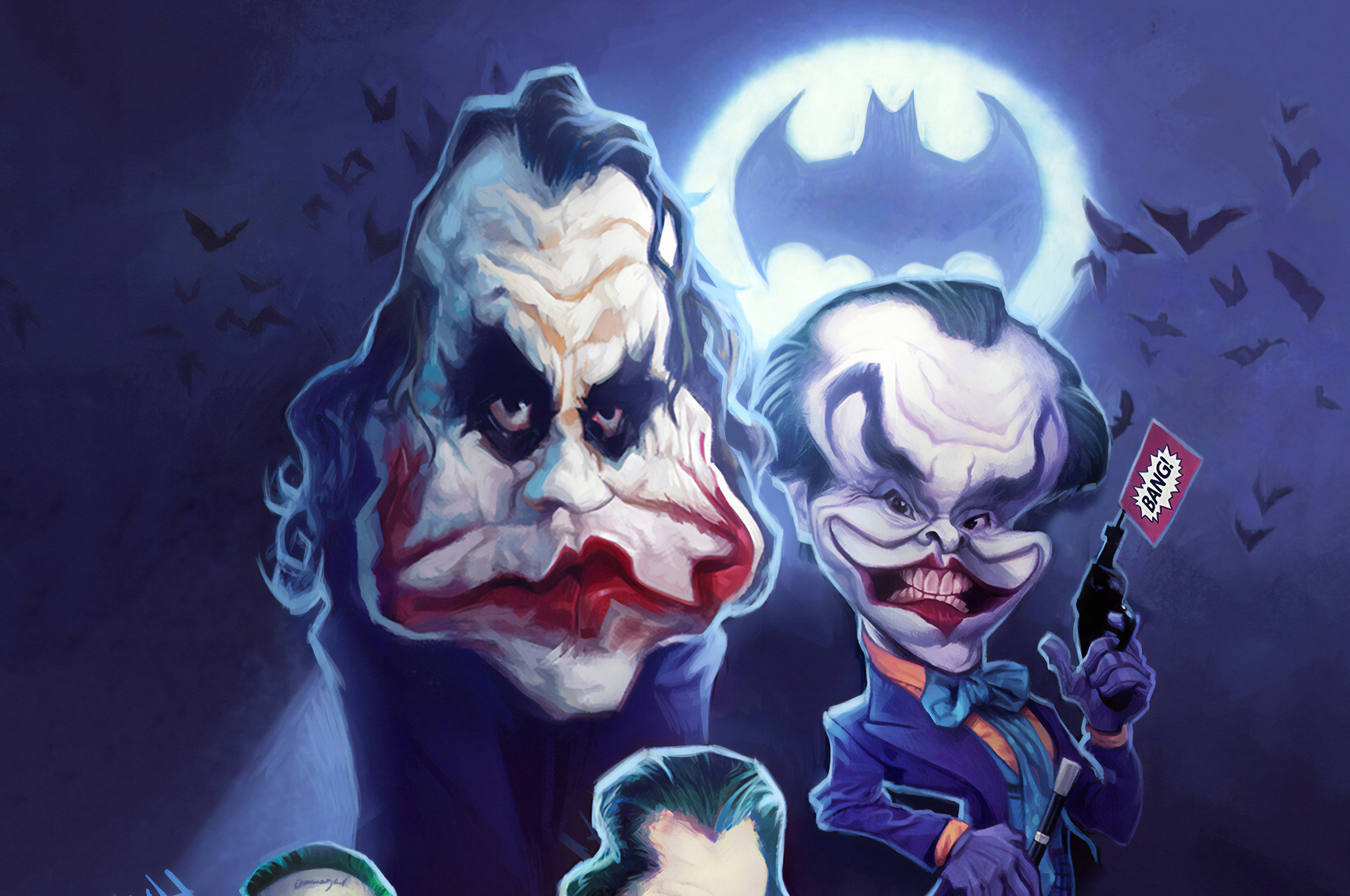 5 Jokers Faces - HD Wallpaper 