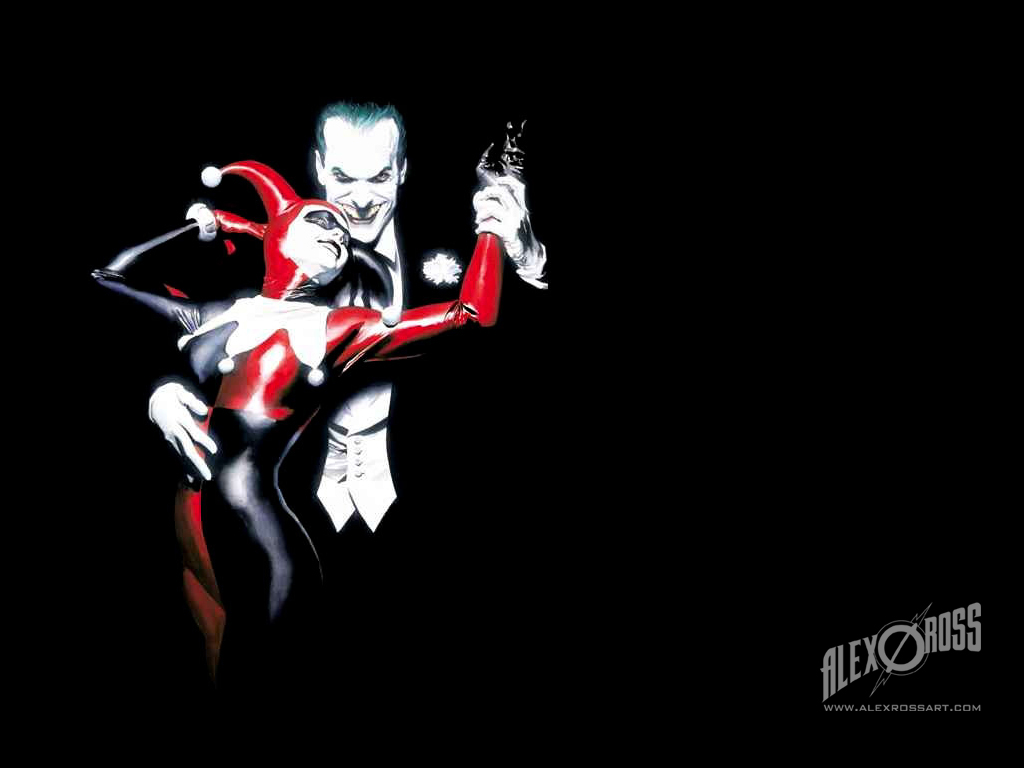 Batman, Harley Quinn, And The Joker Image - Joker And Harley Quinn Alex Ross - HD Wallpaper 