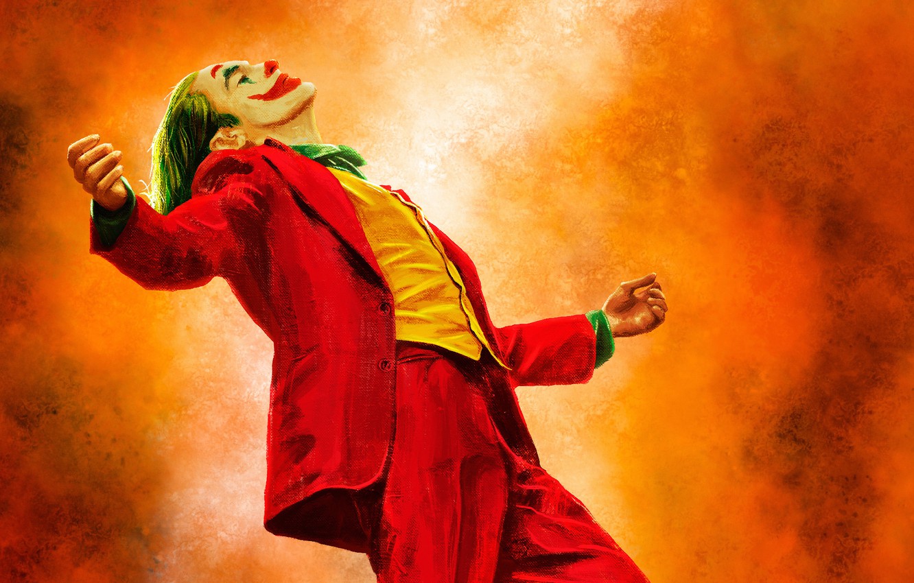 Photo Wallpaper Figure, Paint, Joker, Costume, Art, - Joaquin Phoenix Joker Wallpaper 4k - HD Wallpaper 