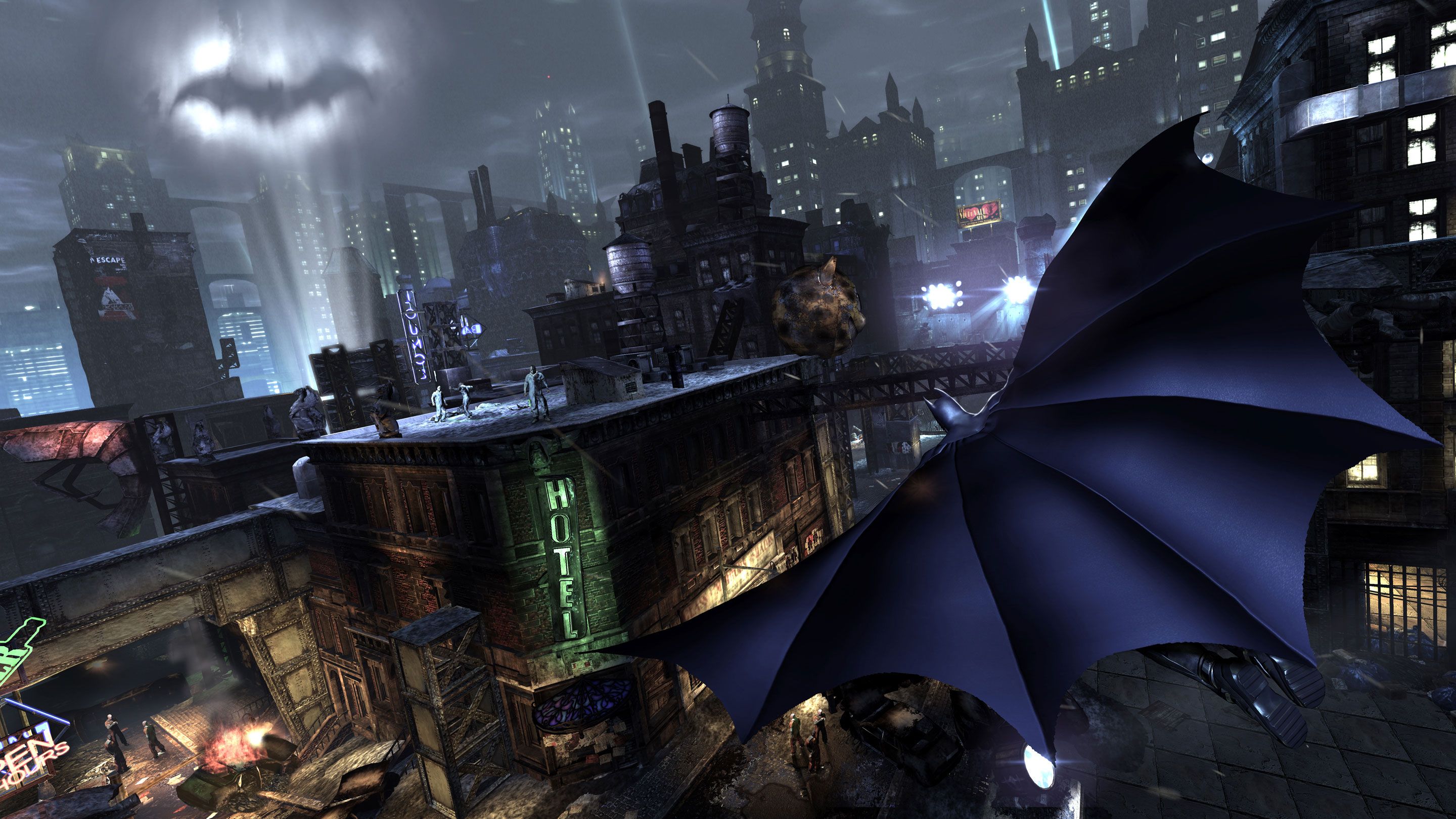 Batman Gliding Arkham Knight - HD Wallpaper 