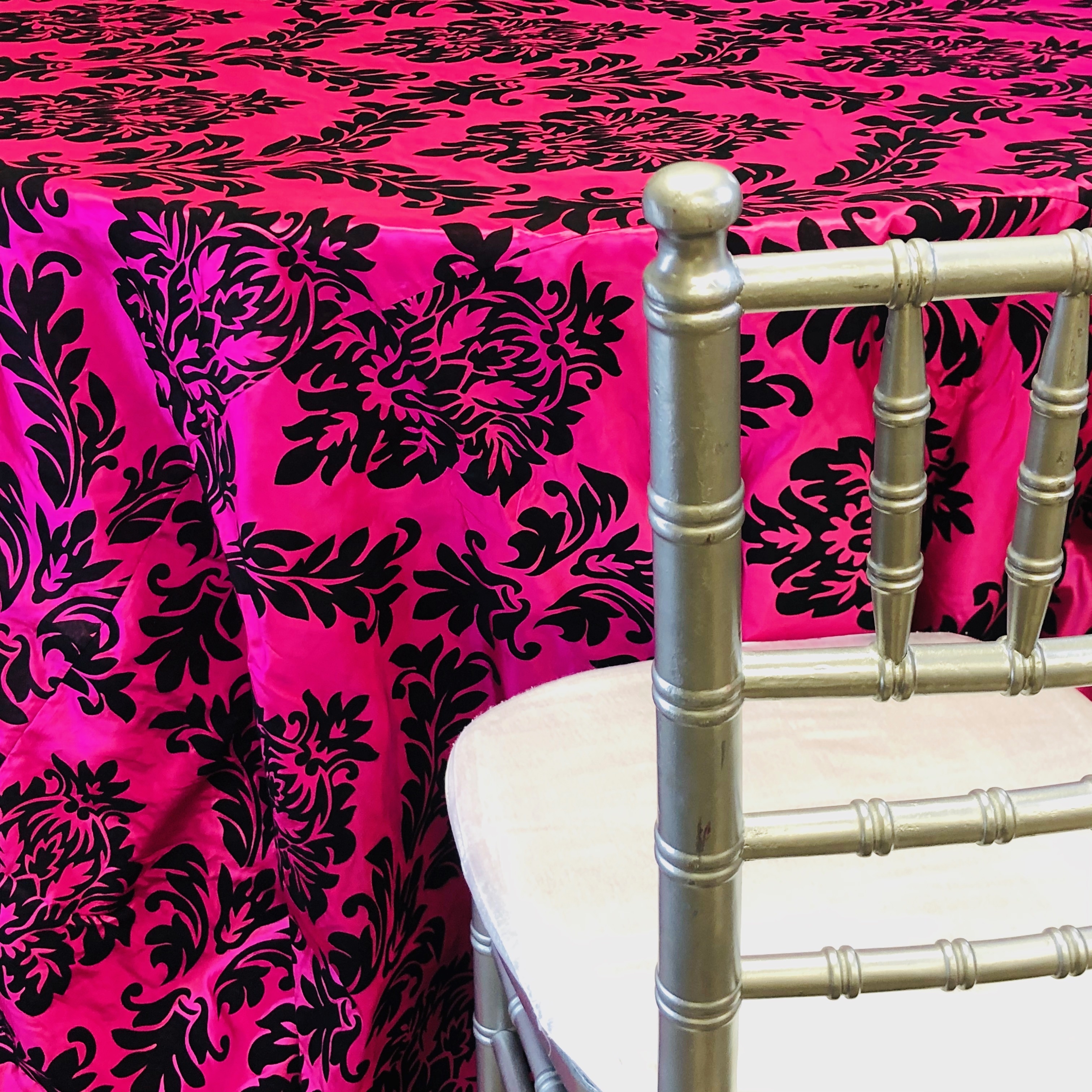 Baroque Hot Pink/black Premium Table Linens - Damask - HD Wallpaper 