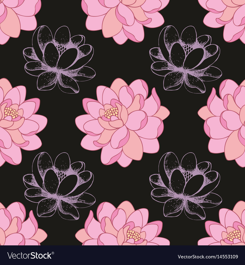 Pink Flowers Black Background - HD Wallpaper 