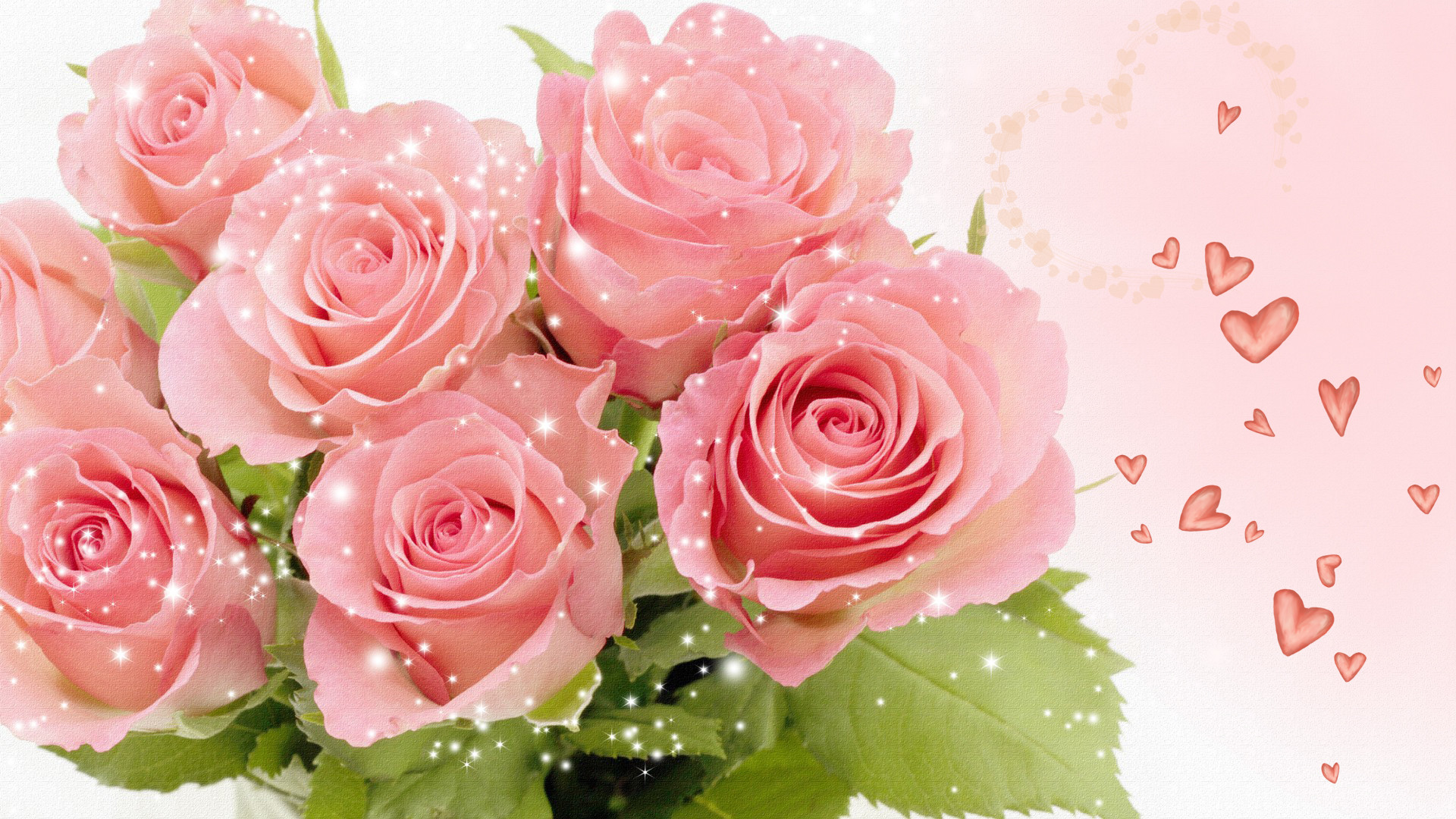 1920x1080, Pink Rose Wallpaper Free Wallpaper 
 Data - Pink Roses And Hearts - HD Wallpaper 