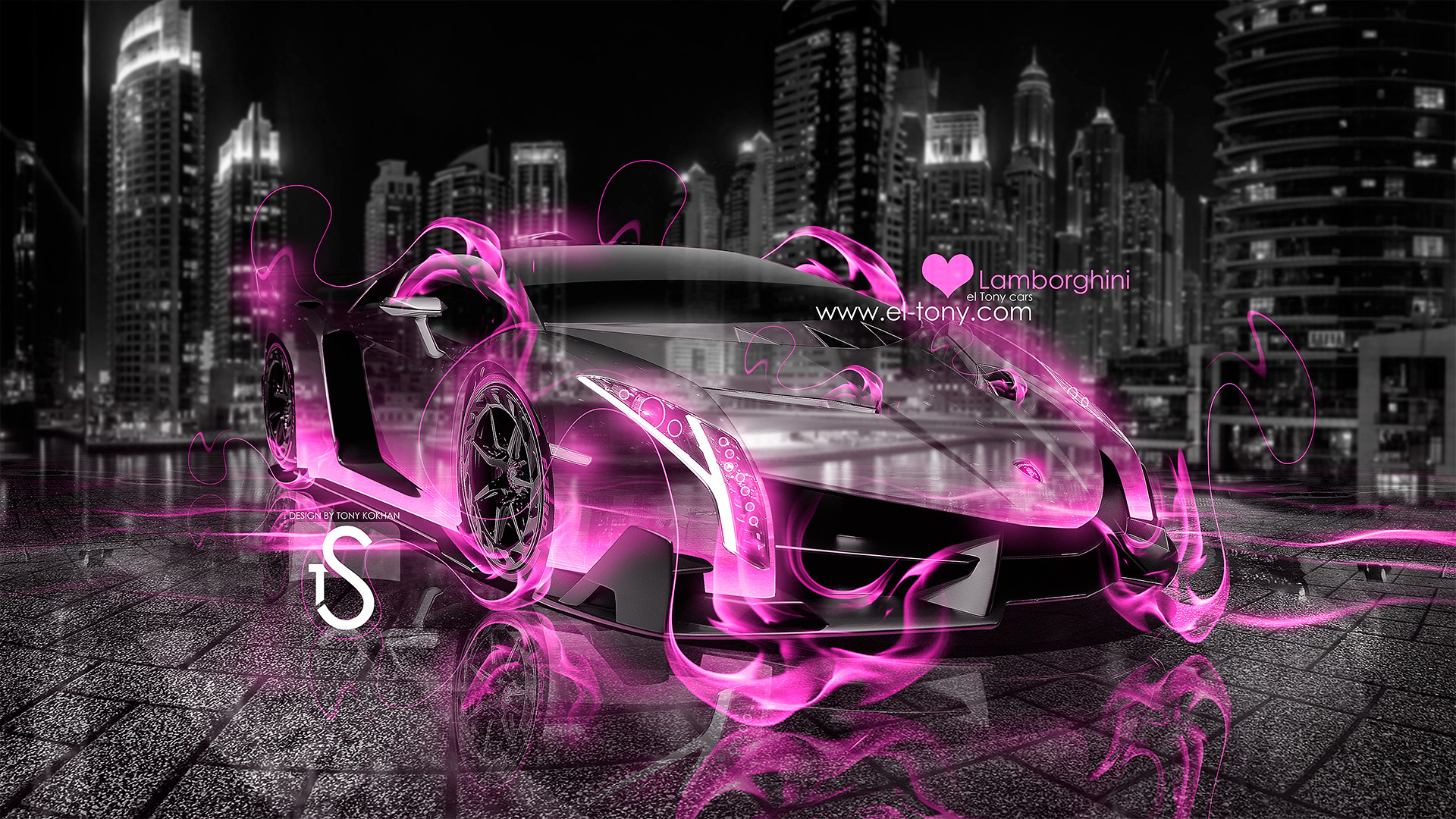 Lamborghini Veneno Pink Fire City Car 2013 Blue 
 Data - Wallpaper - HD Wallpaper 