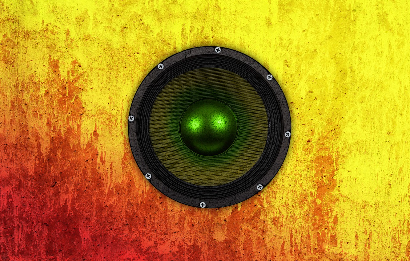 Photo Wallpaper Color, Yellow, Red, Concrete, Speaker - Subwoofer - HD Wallpaper 