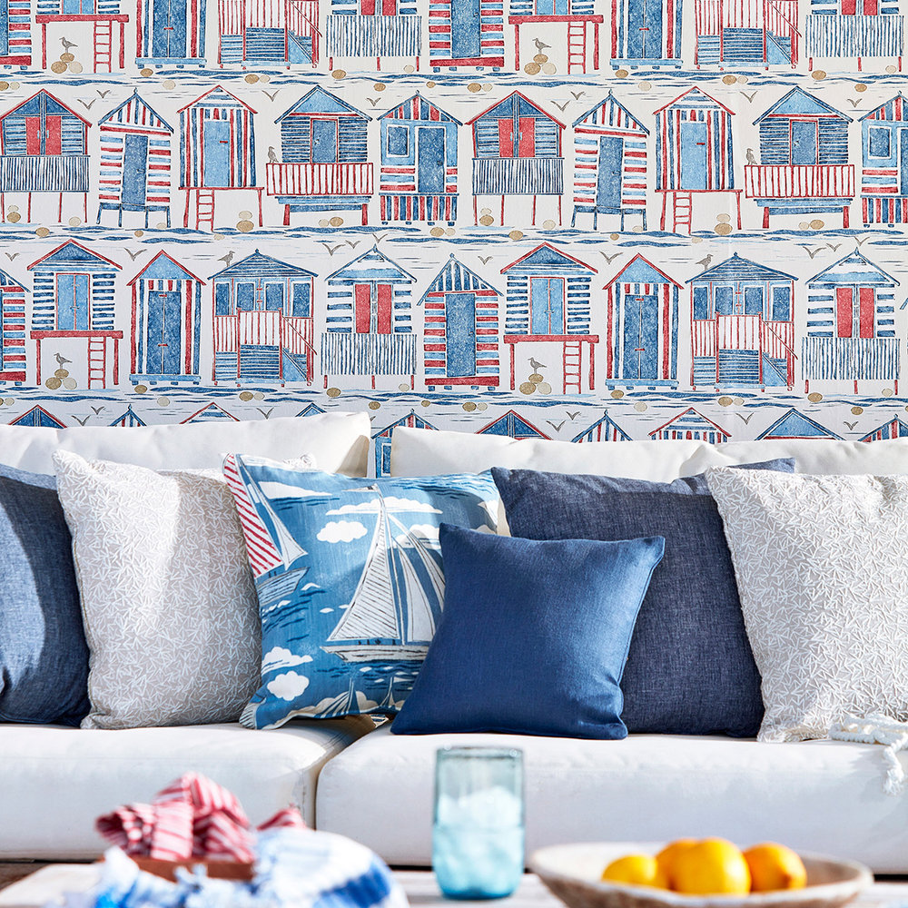 216559 Beach Huts Nautical - HD Wallpaper 