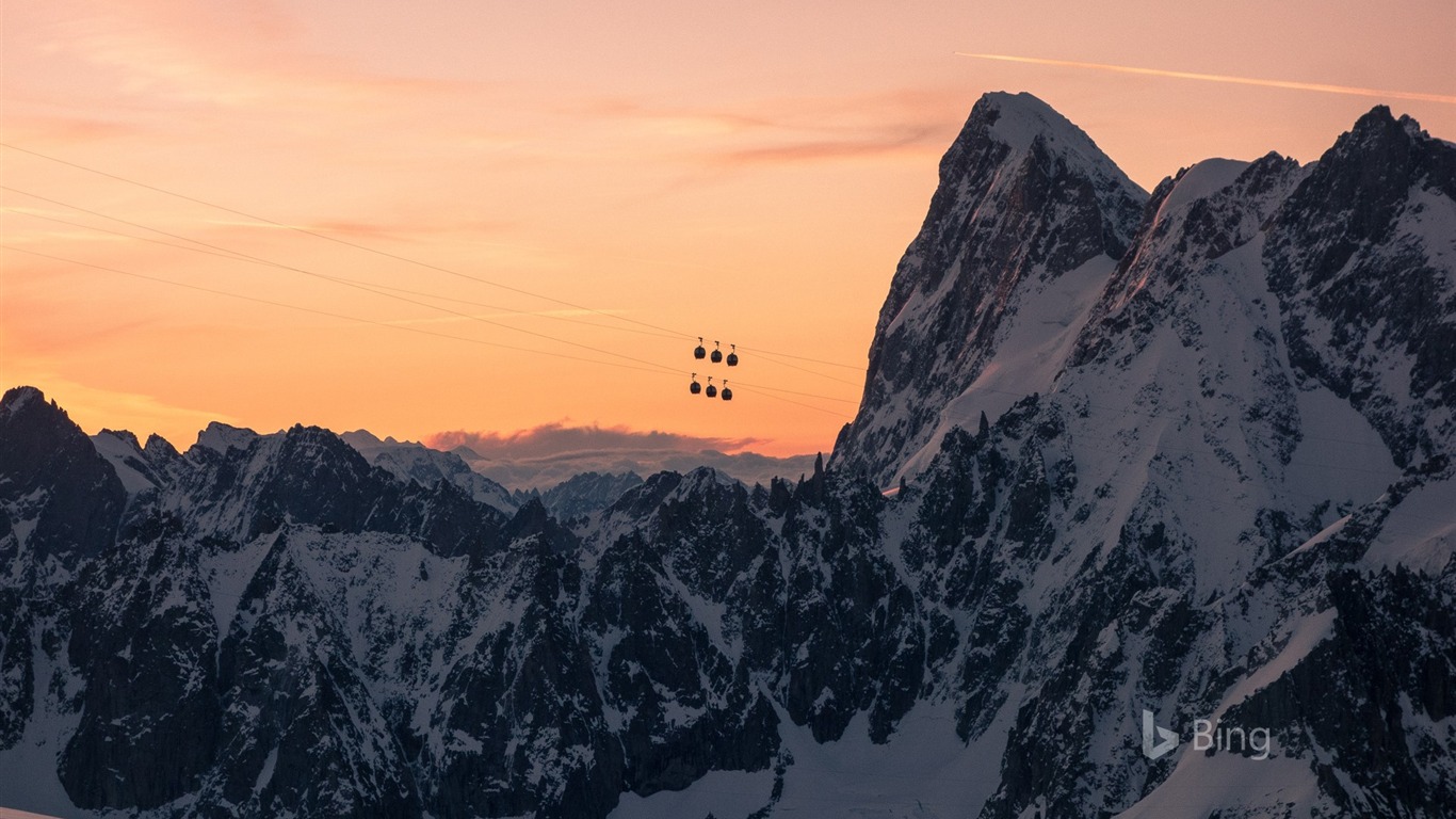 French Alps Mont Blanc Massif-2017 Bing Desktop Wallpaper2017 - Aiguille Du Midi - HD Wallpaper 