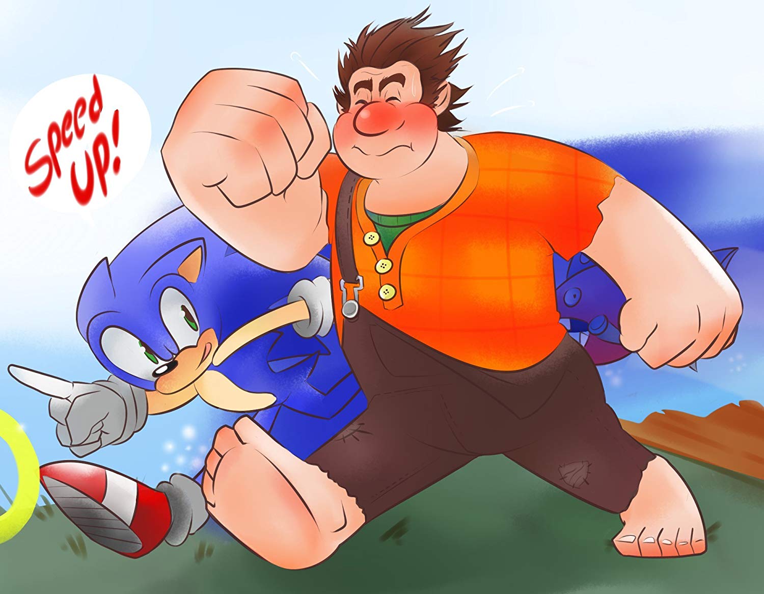 Wreck It Ralph And Sonic - HD Wallpaper 