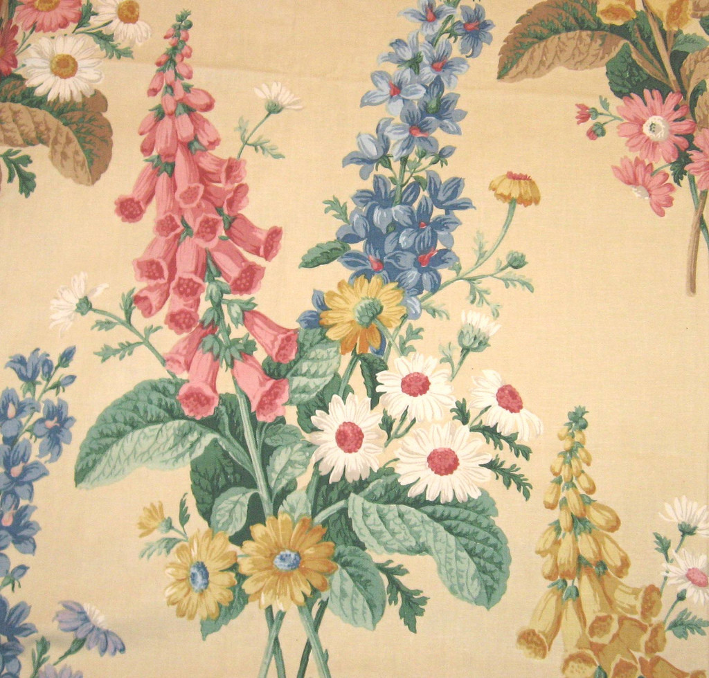 Vintage Floral Fabric Sanderson Flickriver - Antique Sanderson Floral Fabric - HD Wallpaper 