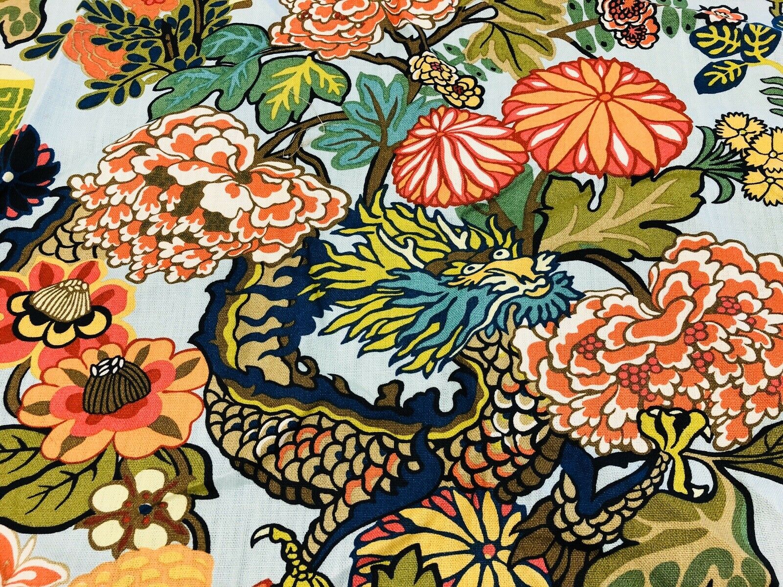 Schumacher Chiang Mai Dragon Aquamarine - HD Wallpaper 