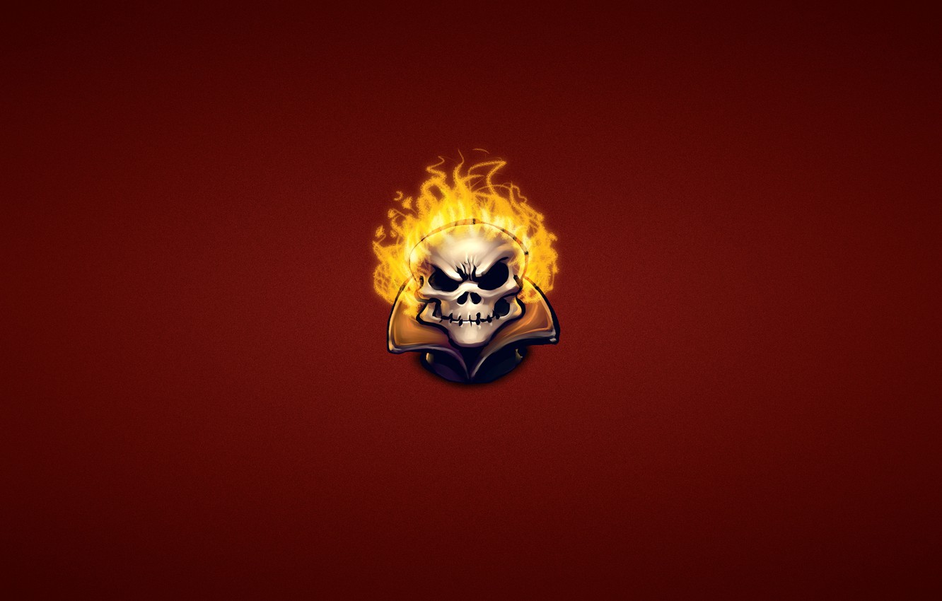 Photo Wallpaper Fire, Skull, Minimalism, Head, Skeleton, - Ghost Rider Minimalist Wallpaper Hd - HD Wallpaper 