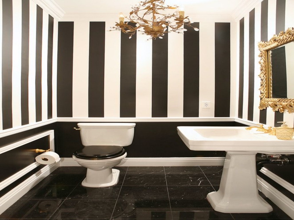 Black White Gold Powder Room Ideas Interior Designs Black And White