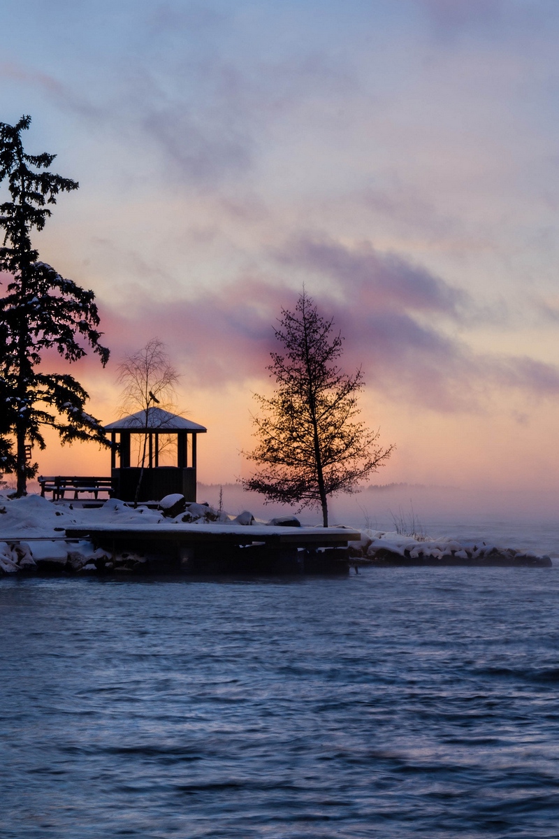 Wallpaper Sweden, Winter, Bay, Fog, Dawn - Winter In Sweden Background - HD Wallpaper 