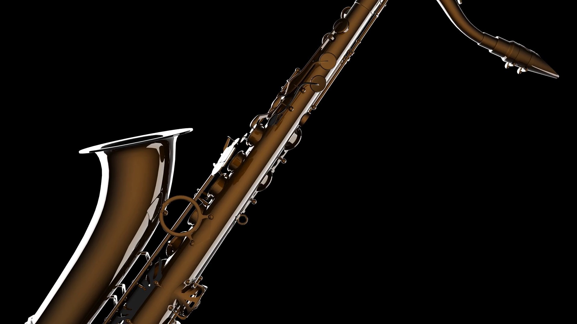 Golden Tenor Saxophone On Black Background Stock Video - Tenor Sax Black Background - HD Wallpaper 