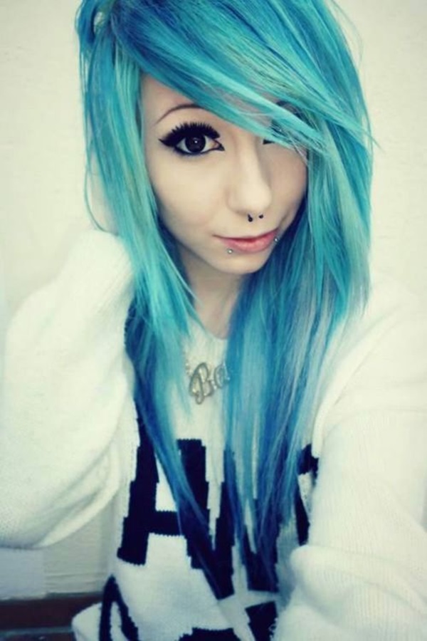 Nice Images Collection - Emo Girls With Blue Hair - HD Wallpaper 