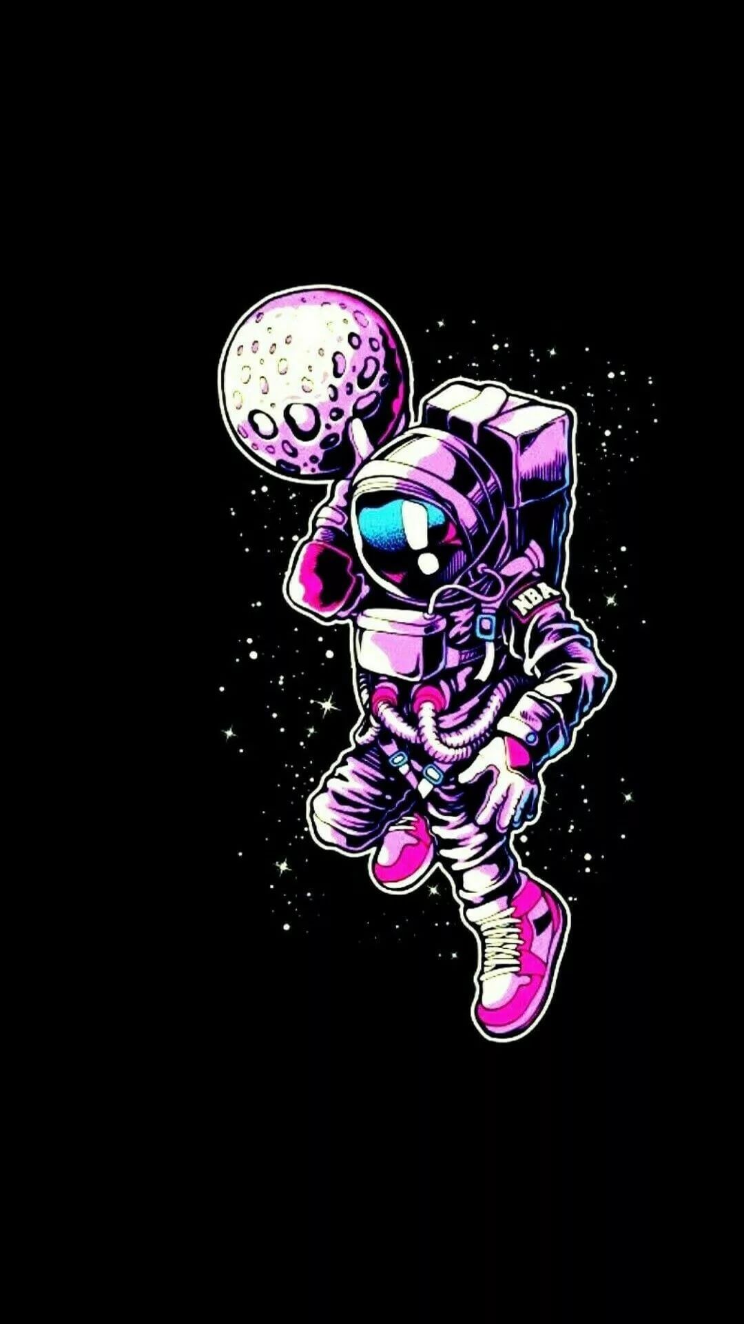 Emo Picture Apple Wallpaper Hd - Astronaut Playing Basketball With Moon - HD Wallpaper 