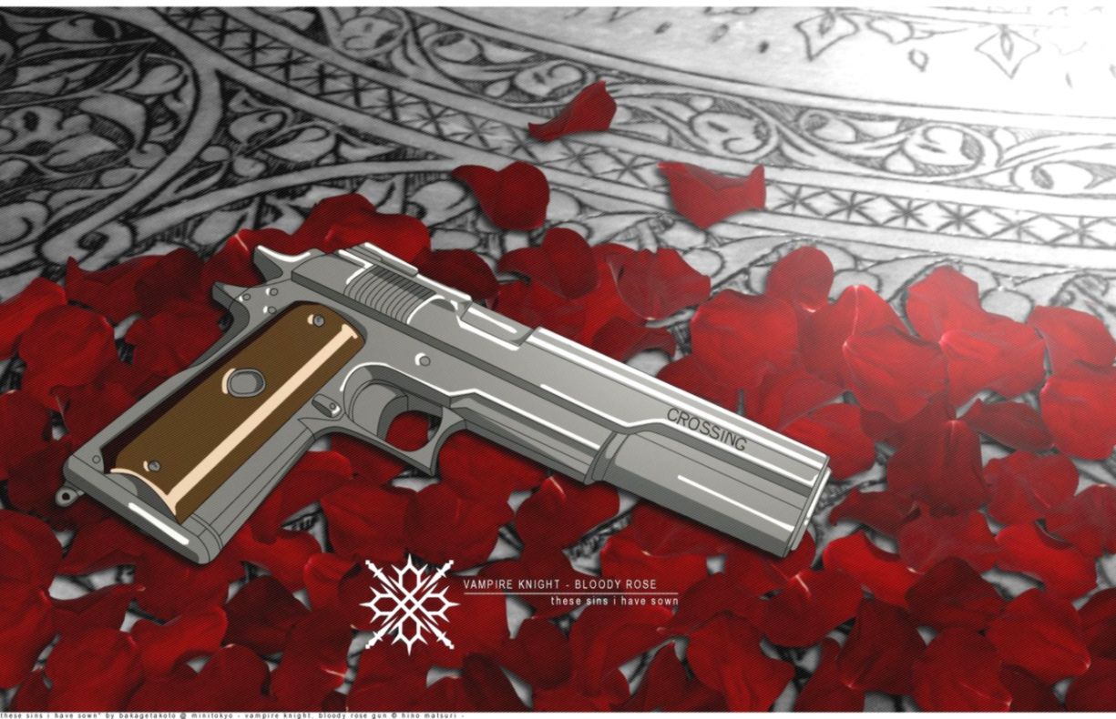 Wallpaper Pistol Rose Bloody Vampire Petals Knight - Bloody Rose Vampire Knight - HD Wallpaper 