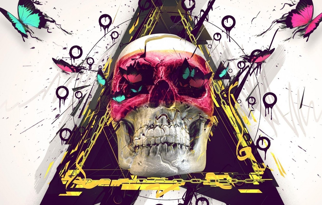 Photo Wallpaper Skull, White Background, Emo - Colorful Wallpapers Iphone Skull - HD Wallpaper 