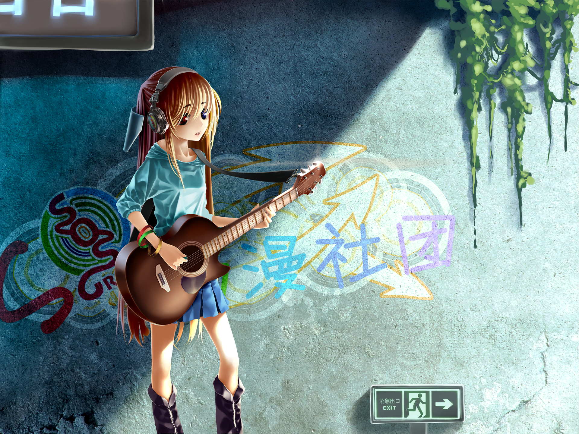 Anime Girl With Guitar Wallpaper Hd - HD Wallpaper 