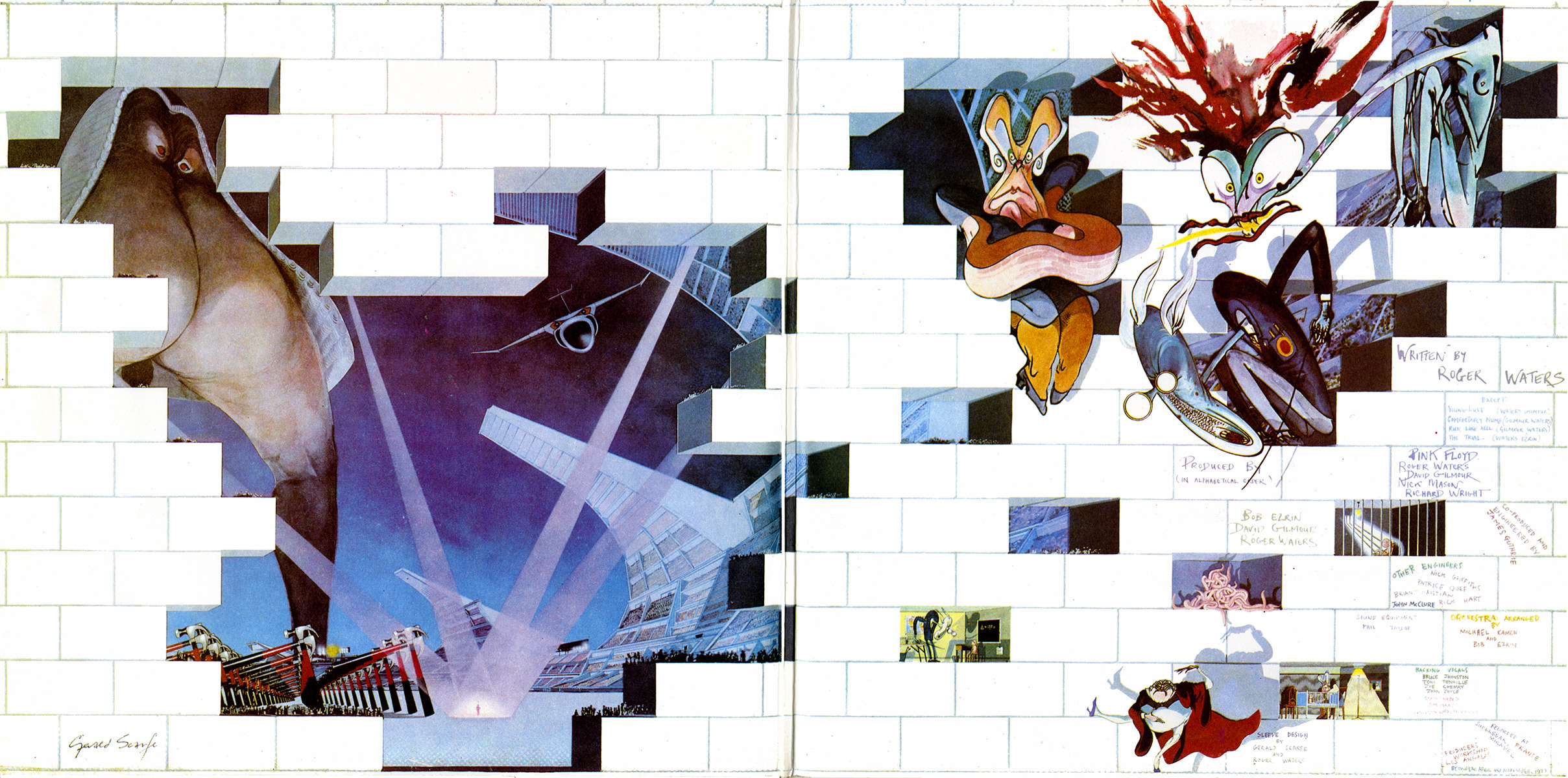 Pink Floyd Cartoon The Wall - 2417x1200 Wallpaper 