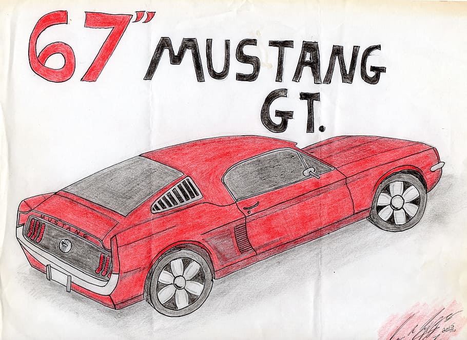 Drawing Red Car Fast Old Art 1967 Ford Mustang Shelby Mustang 910x662 Wallpaper Teahub Io
