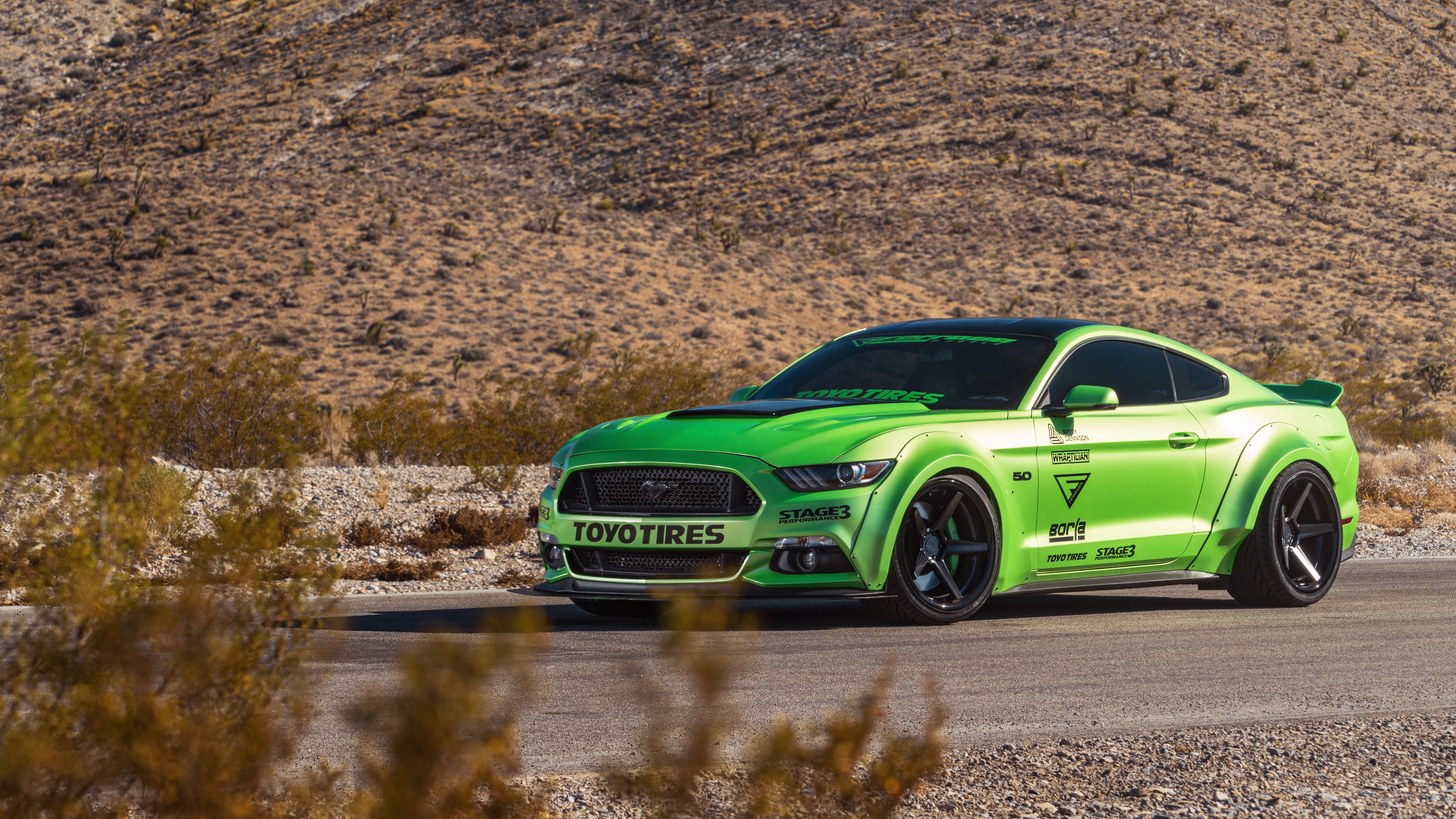 Green Ford Mustang Gt Ferrada Wheels Wallpaper - Mustang Gt 2017 Green - HD Wallpaper 