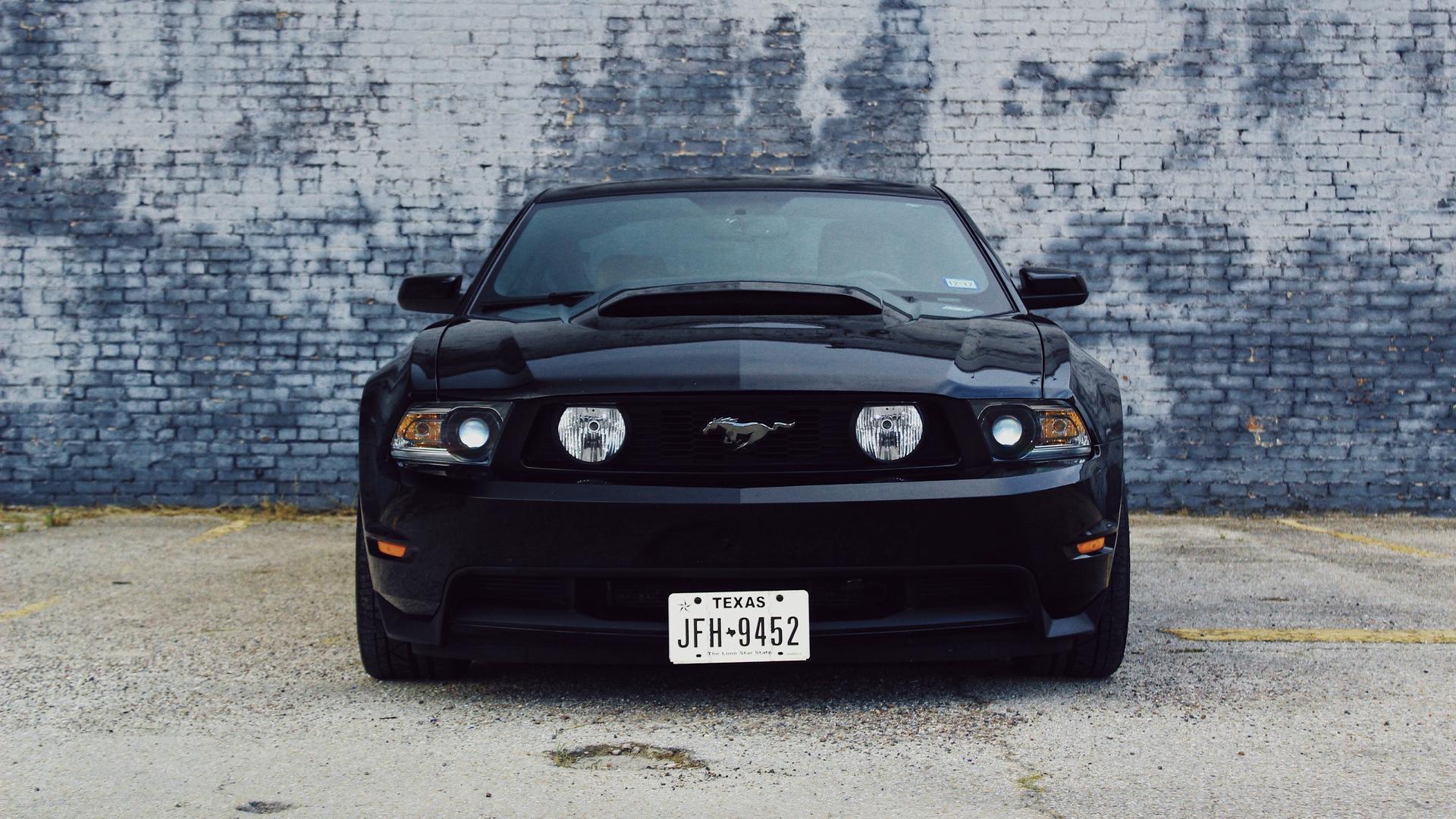 Wallpaper Ford Mustang, Car, Black, Front View - Black Mustang Wallpaper 4k - HD Wallpaper 