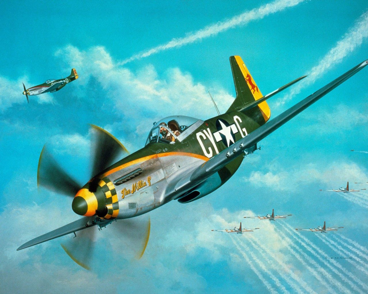 World War Ii Mustang Fighter Planes - HD Wallpaper 