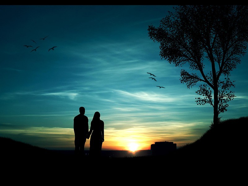 Couple Enjoy Sunset Wallpaper - Love Background For Poetry - 800x600  Wallpaper 