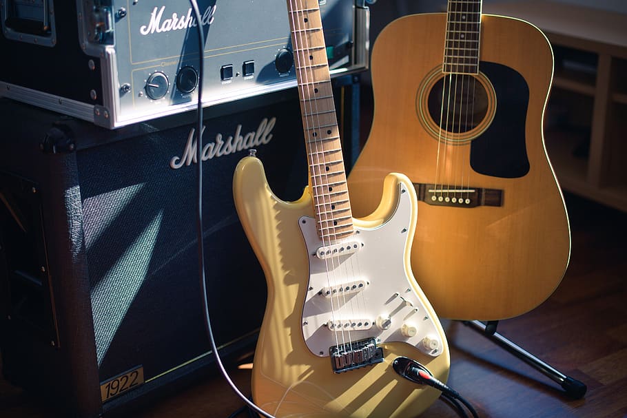 Fender Stratocaster Marshall Amp - HD Wallpaper 