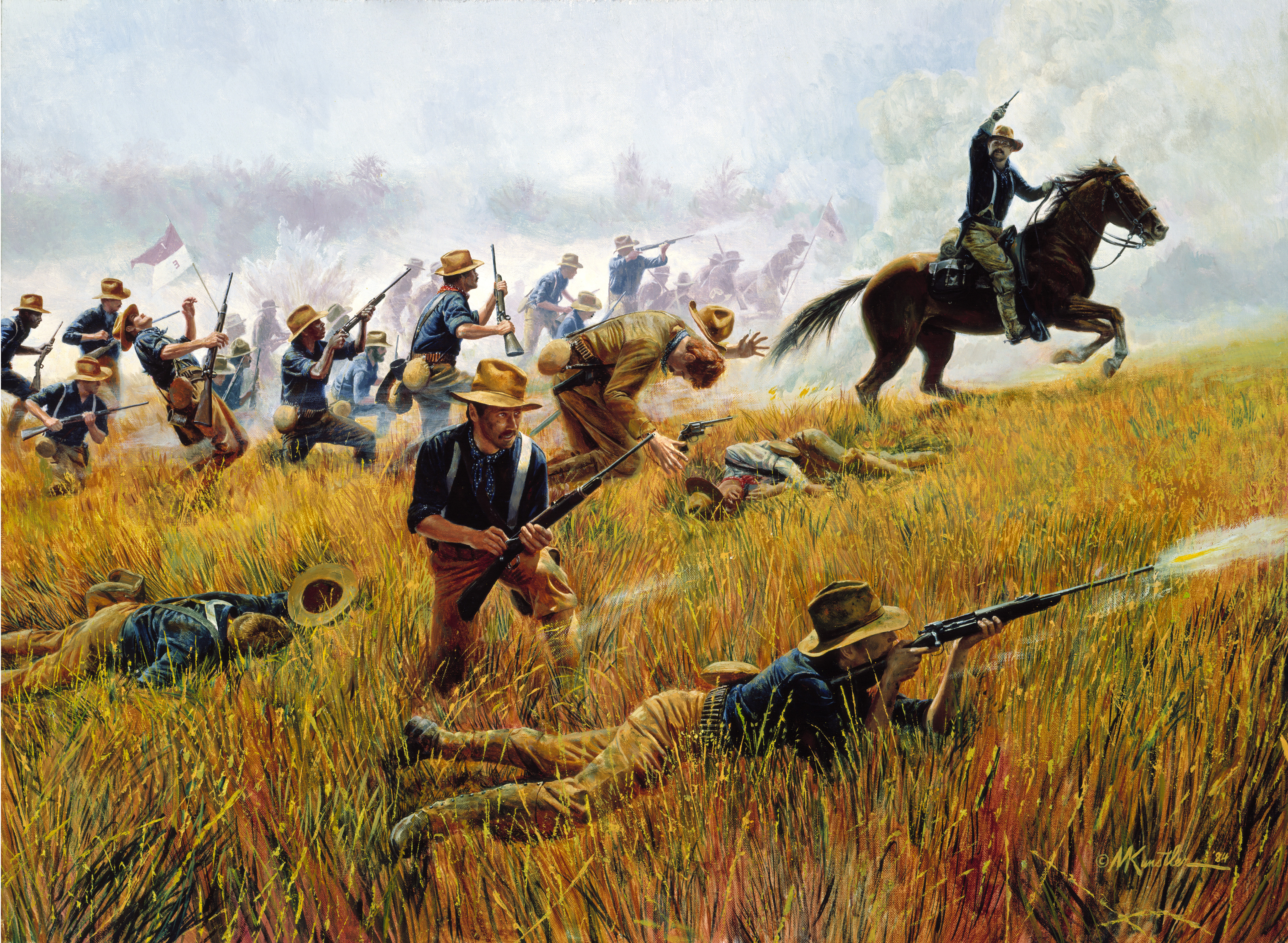 Mort Kunstler » Art » Oldtimewallpapers - Theodore Roosevelt Charging San Juan Hill - HD Wallpaper 