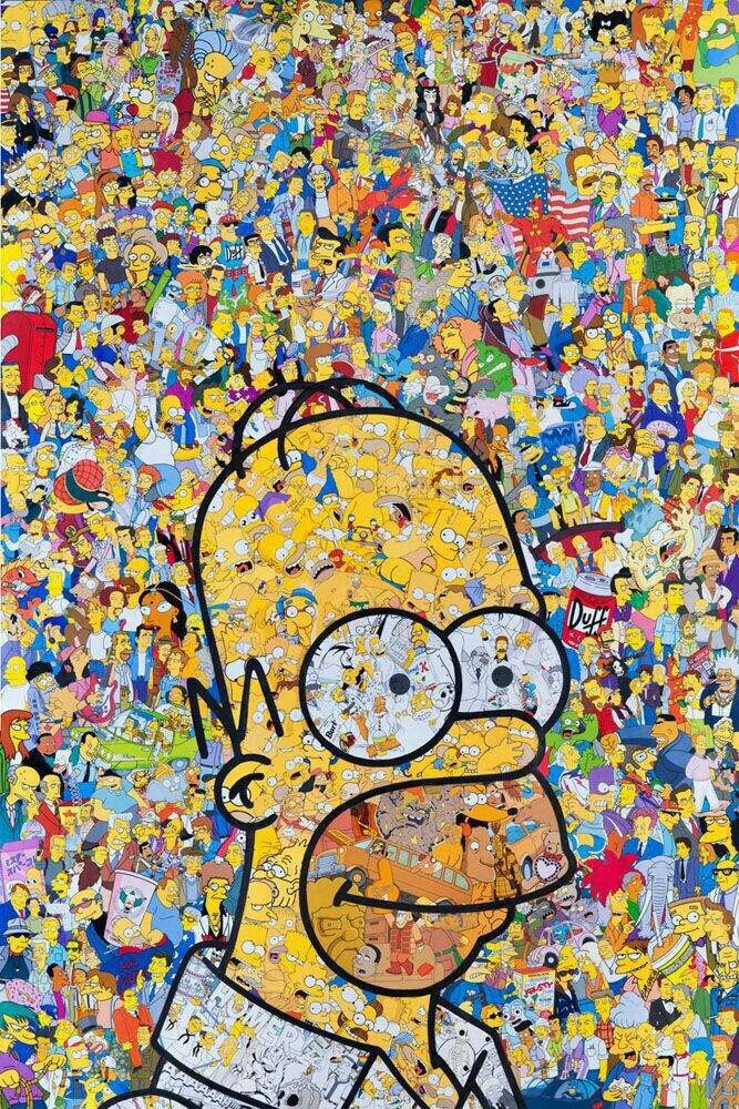 Homer, Simpsons, And Wallpaper Image - Collages Of Cartoon Characters - HD Wallpaper 