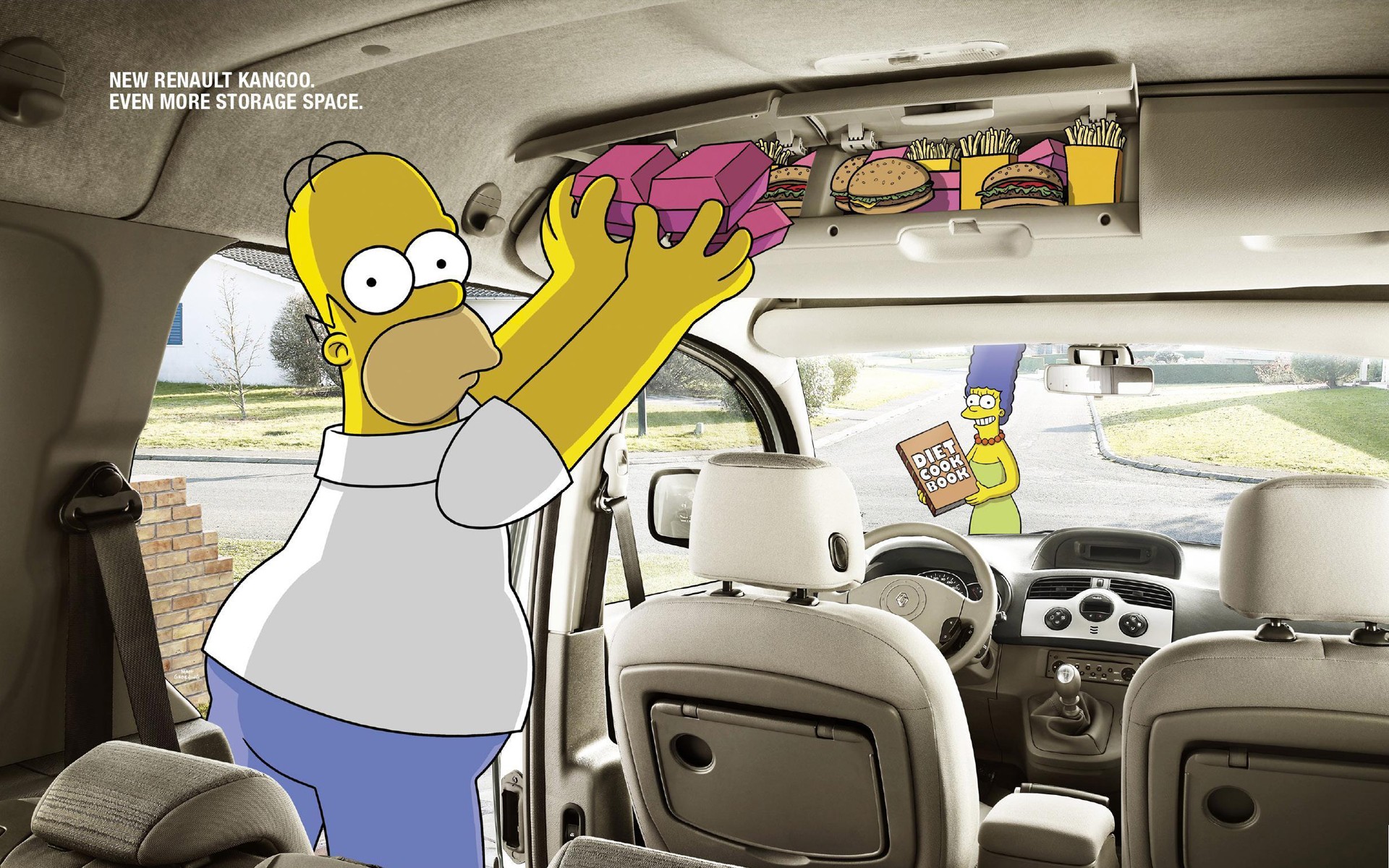 Cars Homer Simpson The Simpsons Marge Simpson Renault - Pub Renault Kangoo Simpson - HD Wallpaper 