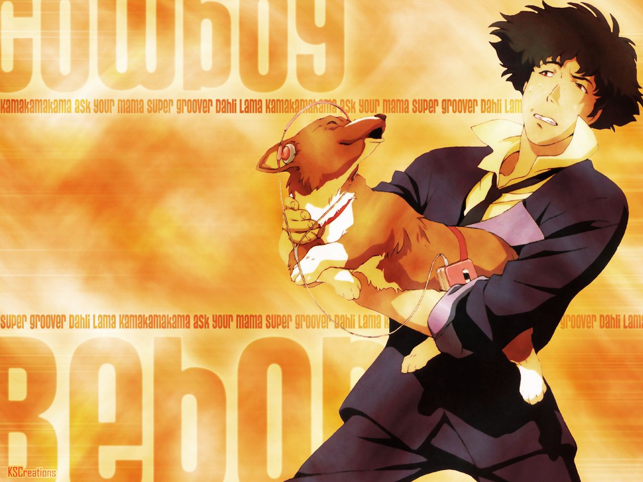 All Male Animal Black Hair Cowboy Bebop Dog Ein Headphones - Cowboy Bebop Ein Spike - HD Wallpaper 