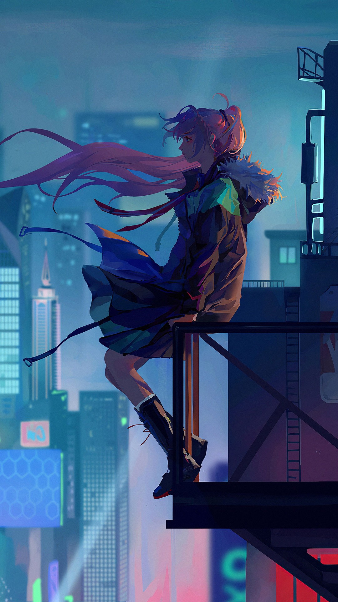 Artist, Hd, 4k, Artwork, Artstation Images, City, Anime - City Anime Girl Illust - HD Wallpaper 