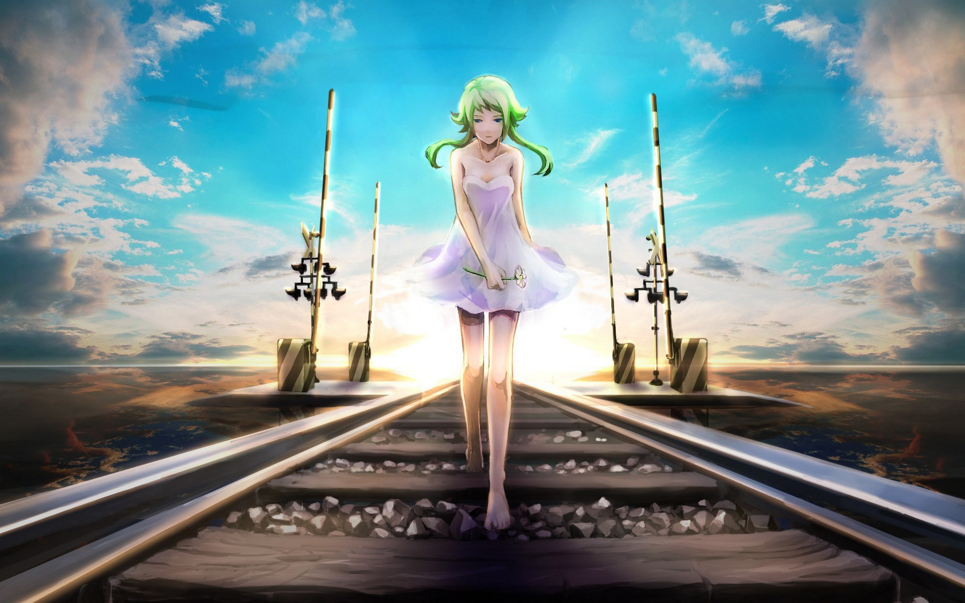 Sad Anime Girl Wallpaper Walking On Railroad 
 Data-src - Sad Anime Walking Away - HD Wallpaper 