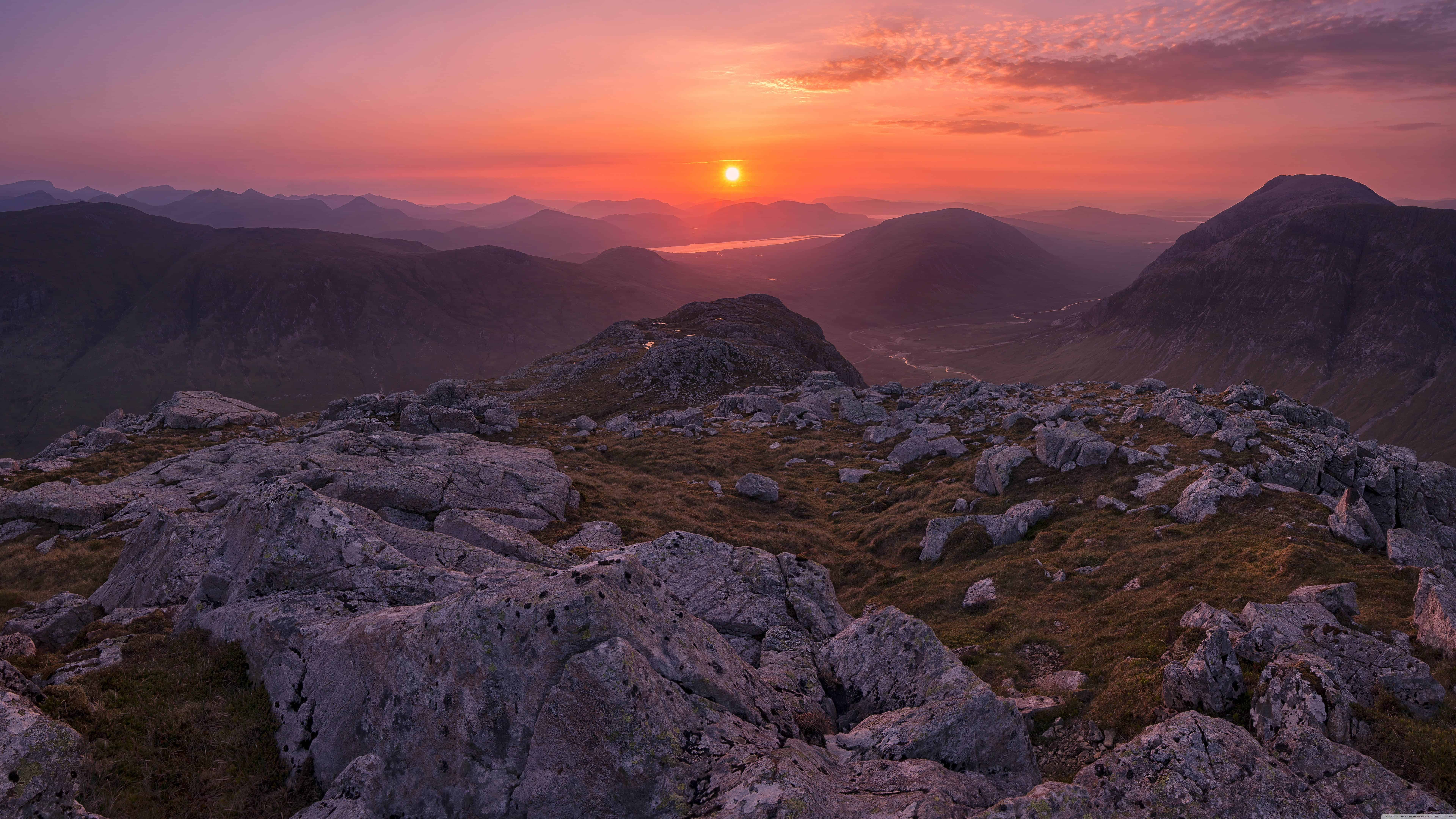 Sunrise Over West Highlands Buachaille Etive Beag Glencoe - Scotland Highland Wallpapers Sunset Scotland - HD Wallpaper 