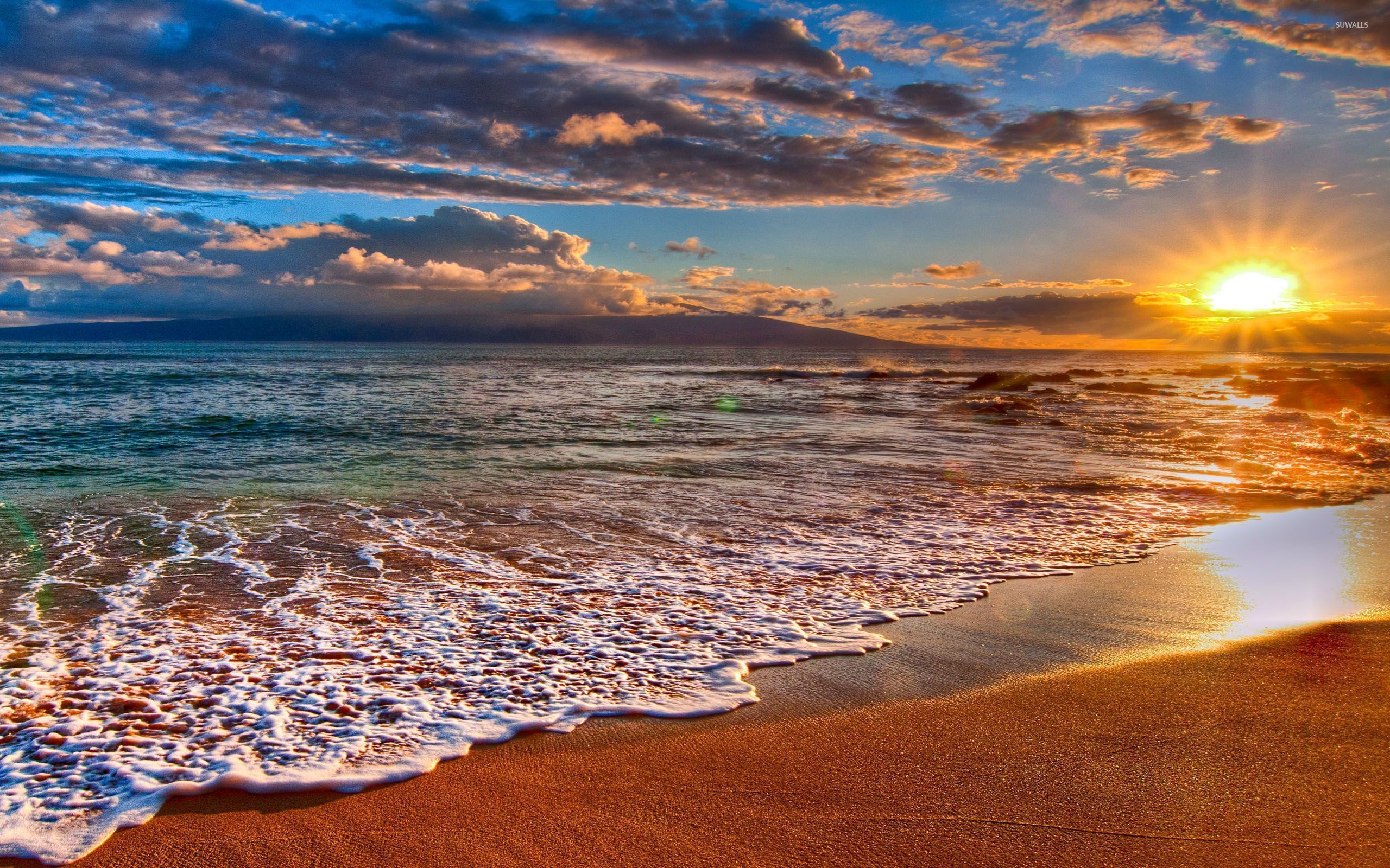 tropical beach sunrise wallpaper