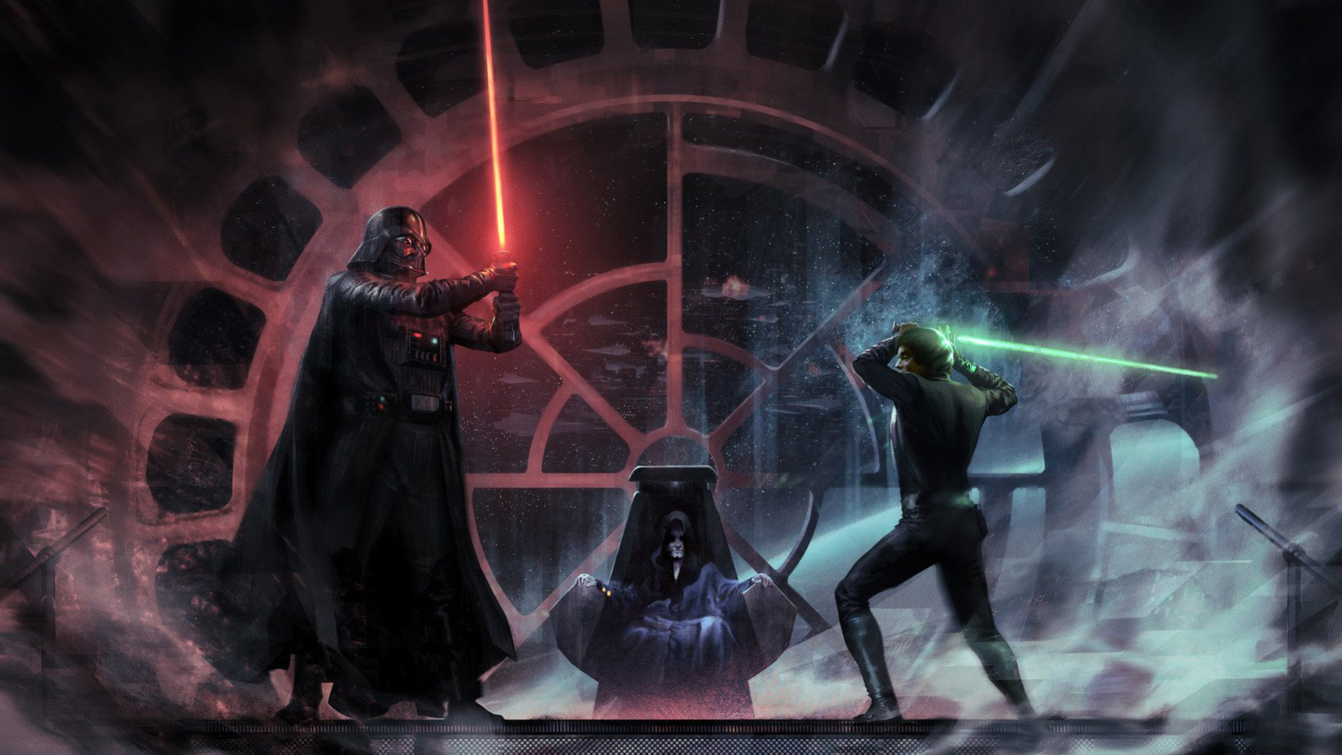 Luke Vs Vader Fan Art - HD Wallpaper 