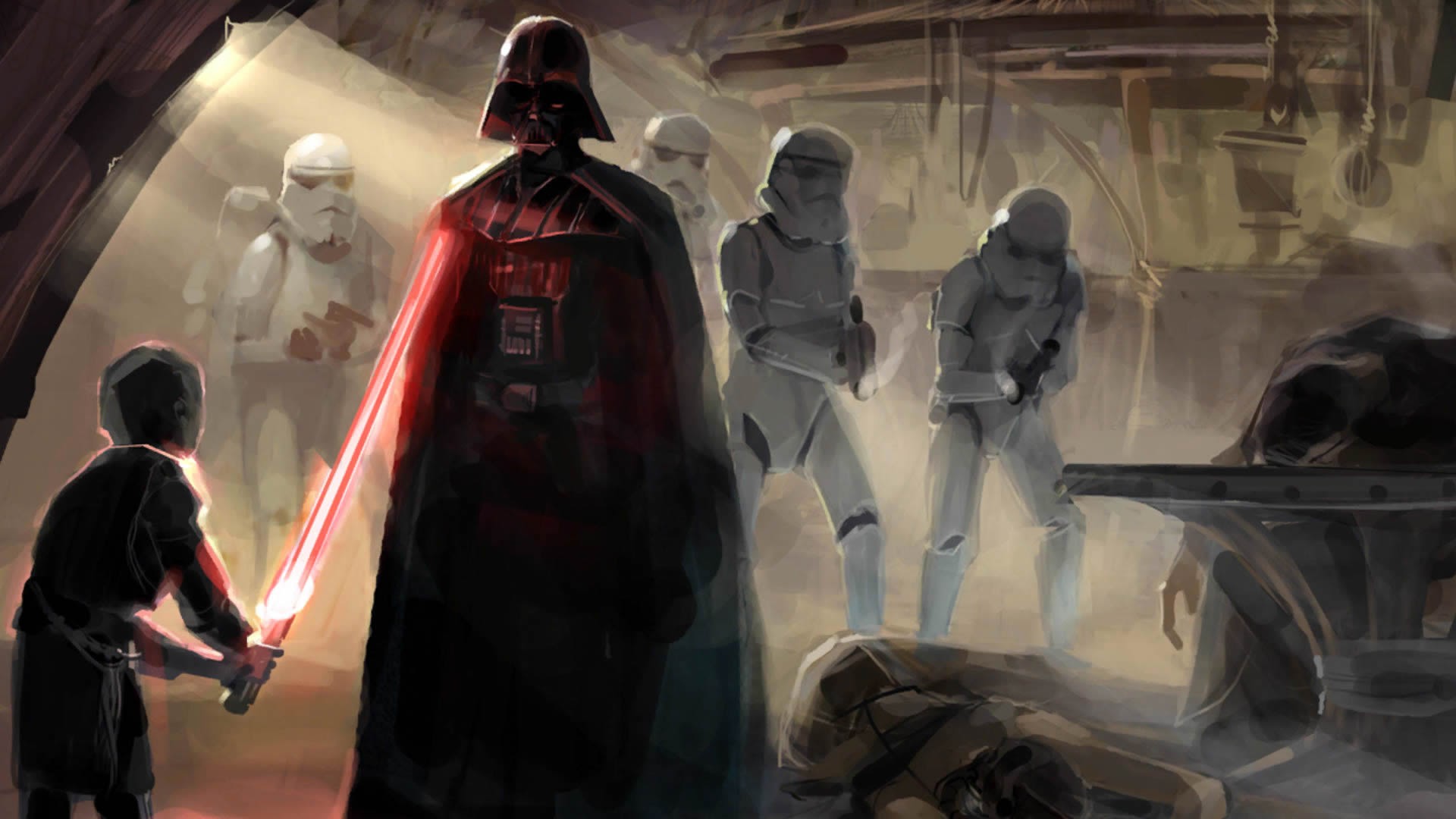 Star Wars Darth Vader Stormtrooper - HD Wallpaper 