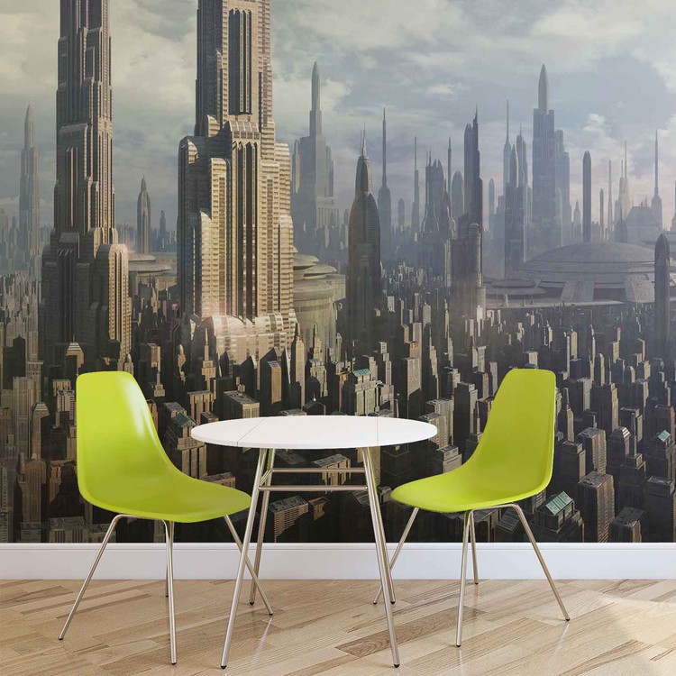 Star Wars City Coruscant Wallpaper Mural - Design A Fictional Skyscraper - HD Wallpaper 