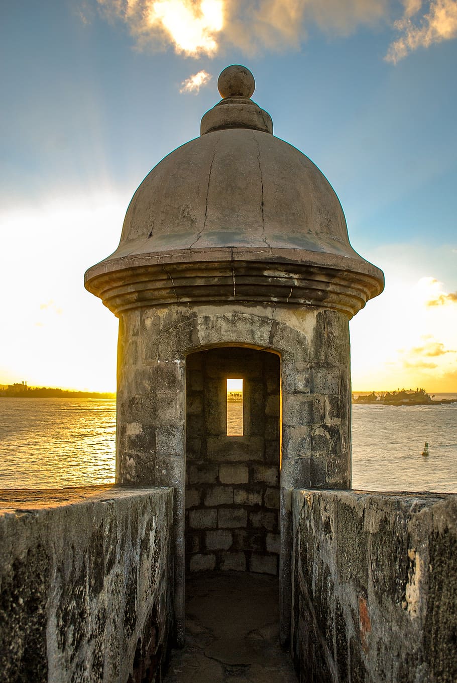 Puerto Rico, Castle, Lookout, Watch, Ocean, Sunset, - Puerto Rico - HD Wallpaper 
