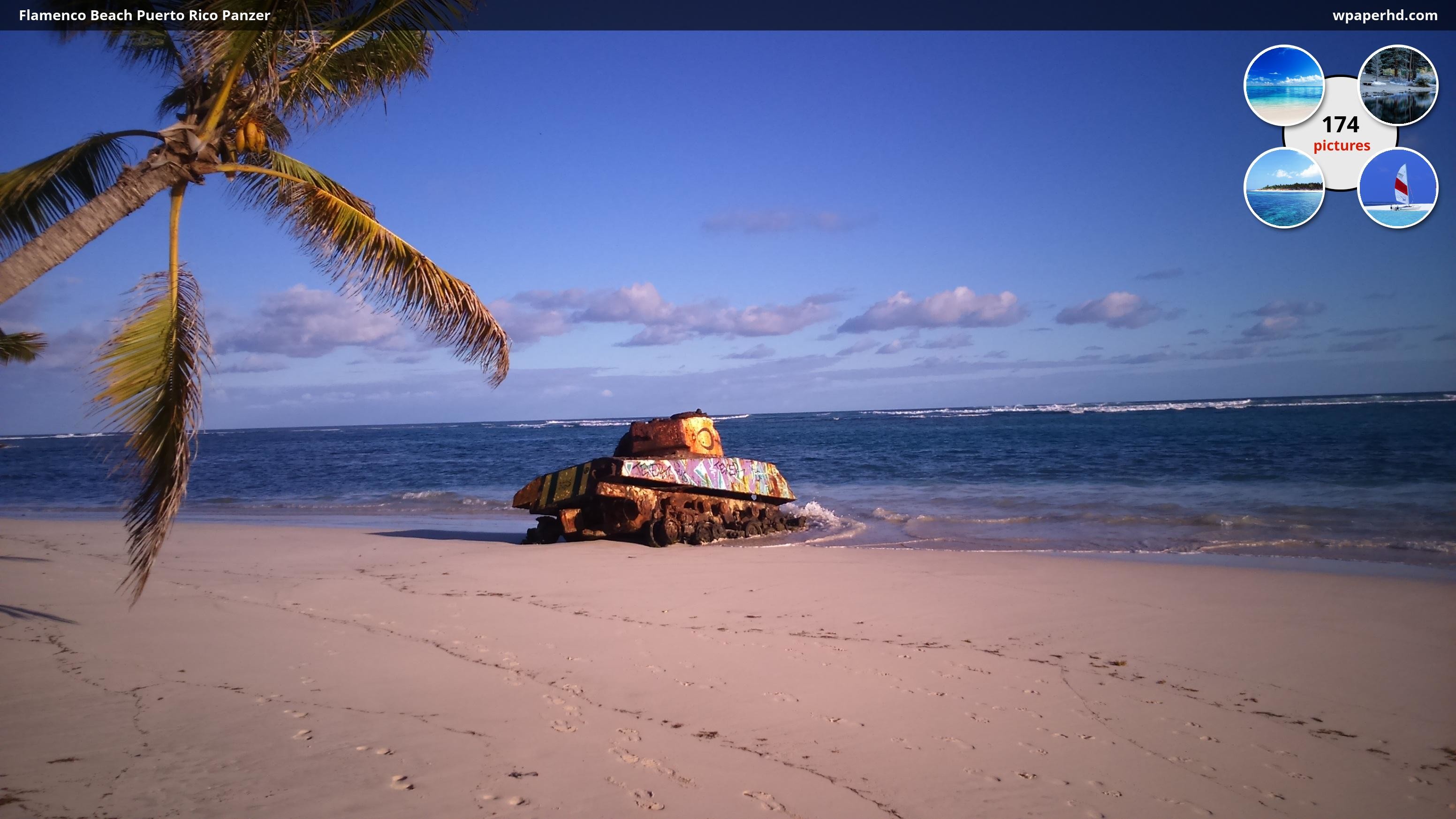 Description Flamenco Beach Puerto Rico Panzer Wallpaper - Puerto Rico - HD Wallpaper 