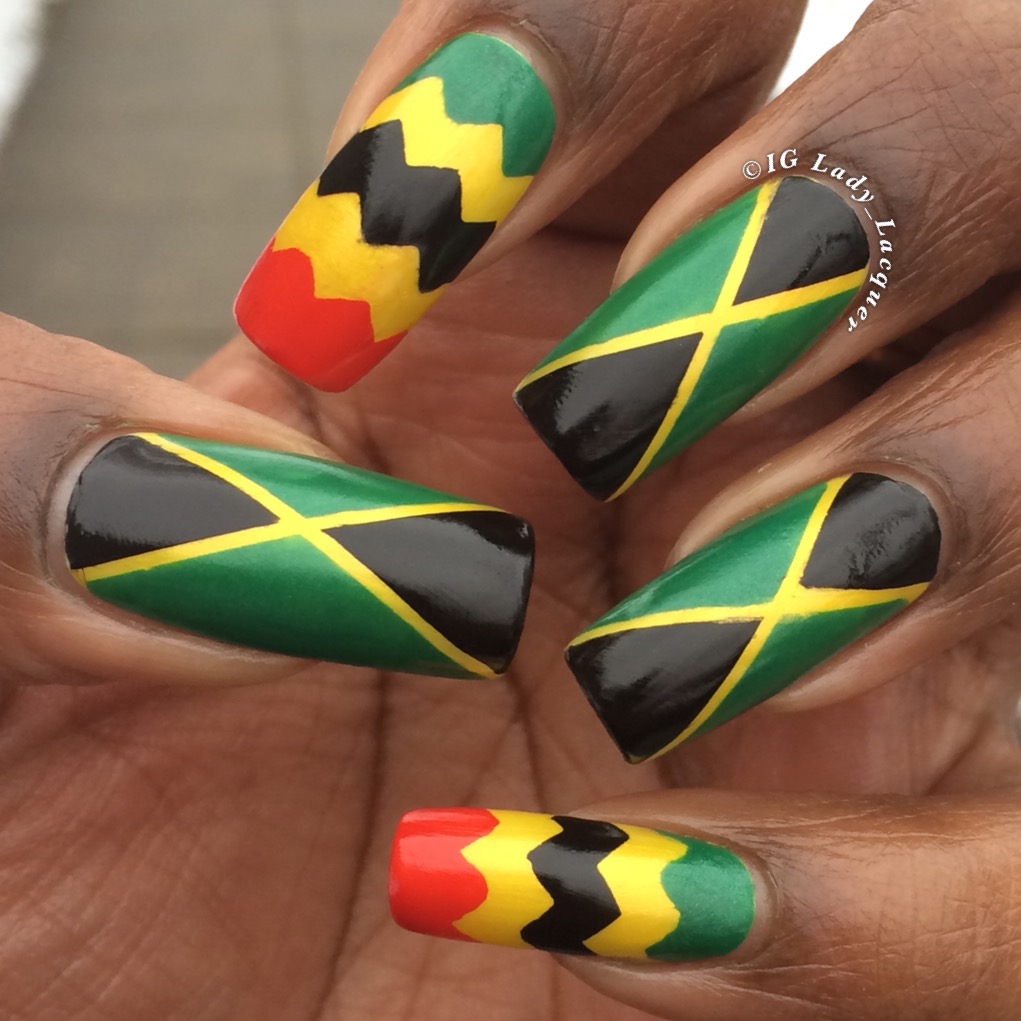 Jamaican Flag Nails - Jamaican Nail Design - HD Wallpaper 