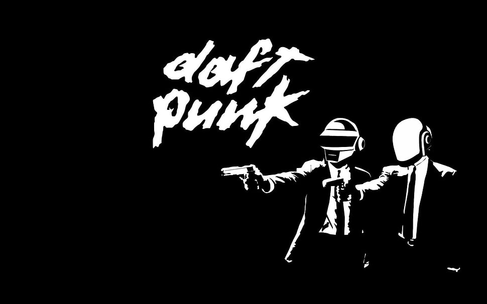 Black And White Illustration Of Man, Daft Punk, Pulp - Daft Punk - HD Wallpaper 