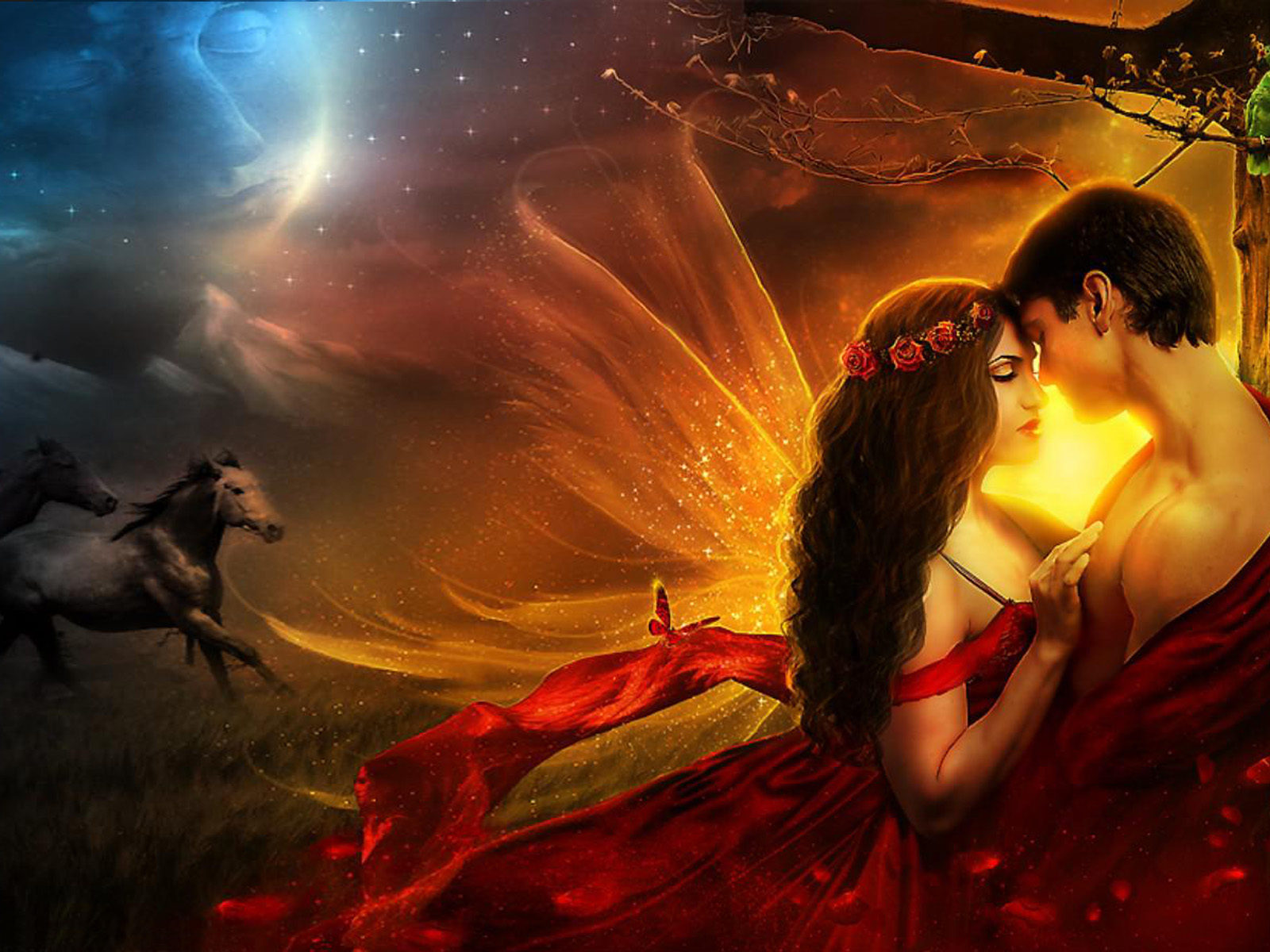 Twin Flame Fantasy Art Gif - HD Wallpaper 